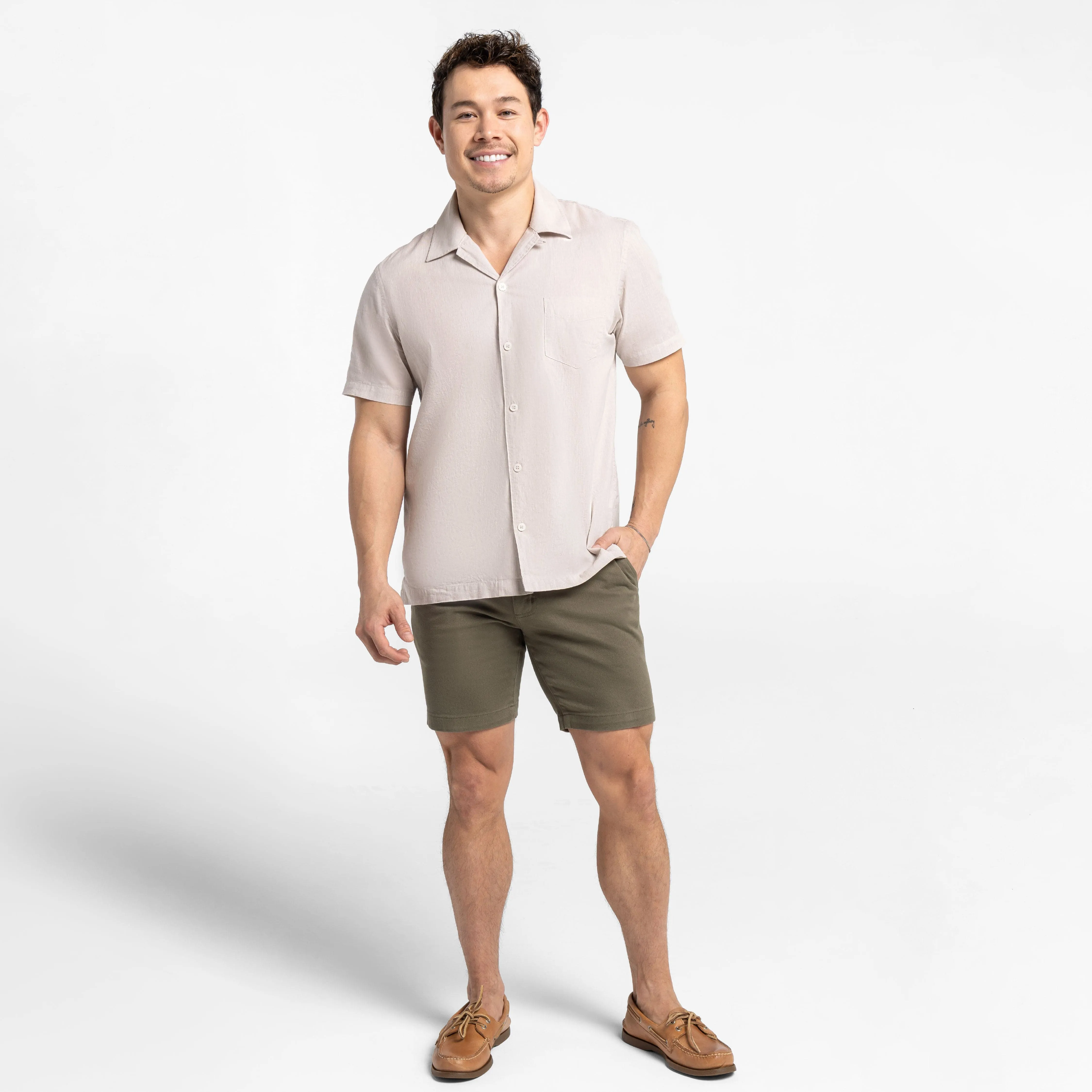 Vintage Olive Stretch Washed Chino Short sold by Ash & Erie product image thumbnail 2