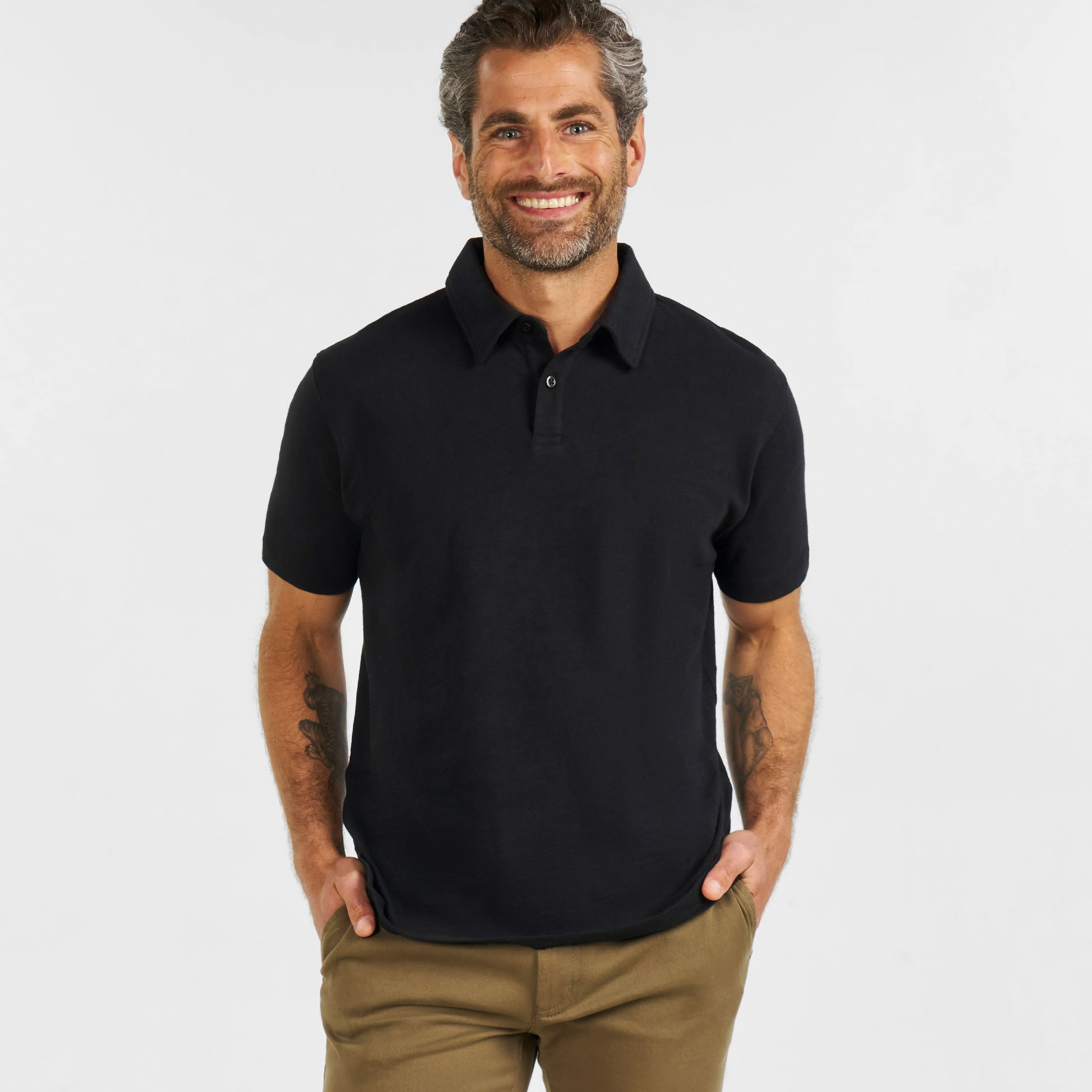 Black Lightweight Polo sold by Ash & Erie
