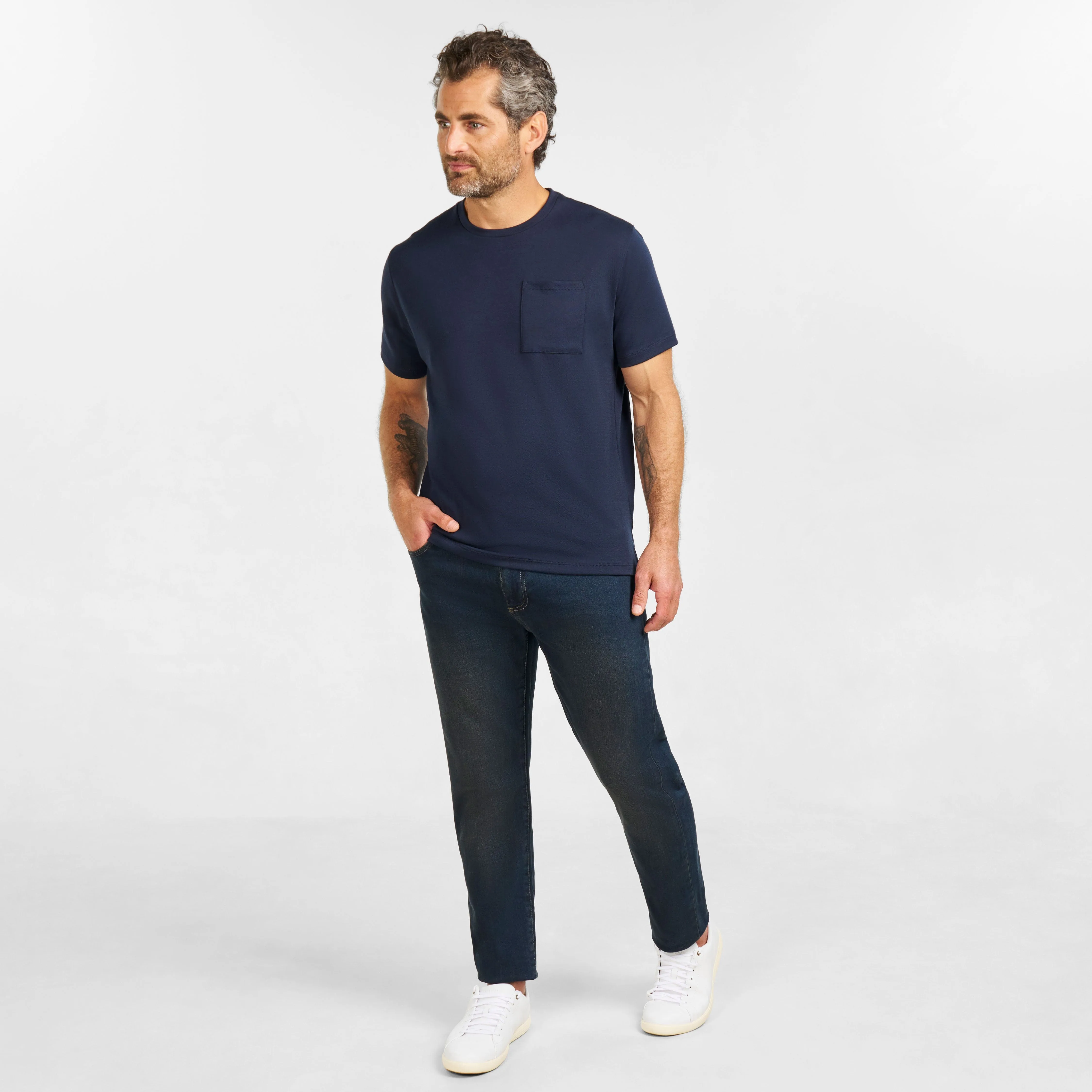 Navy Micro Pique Crew Neck Tee sold by Ash & Erie product image thumbnail 2