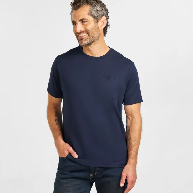 Navy Micro Pique Crew Neck Tee sold by Ash & Erie