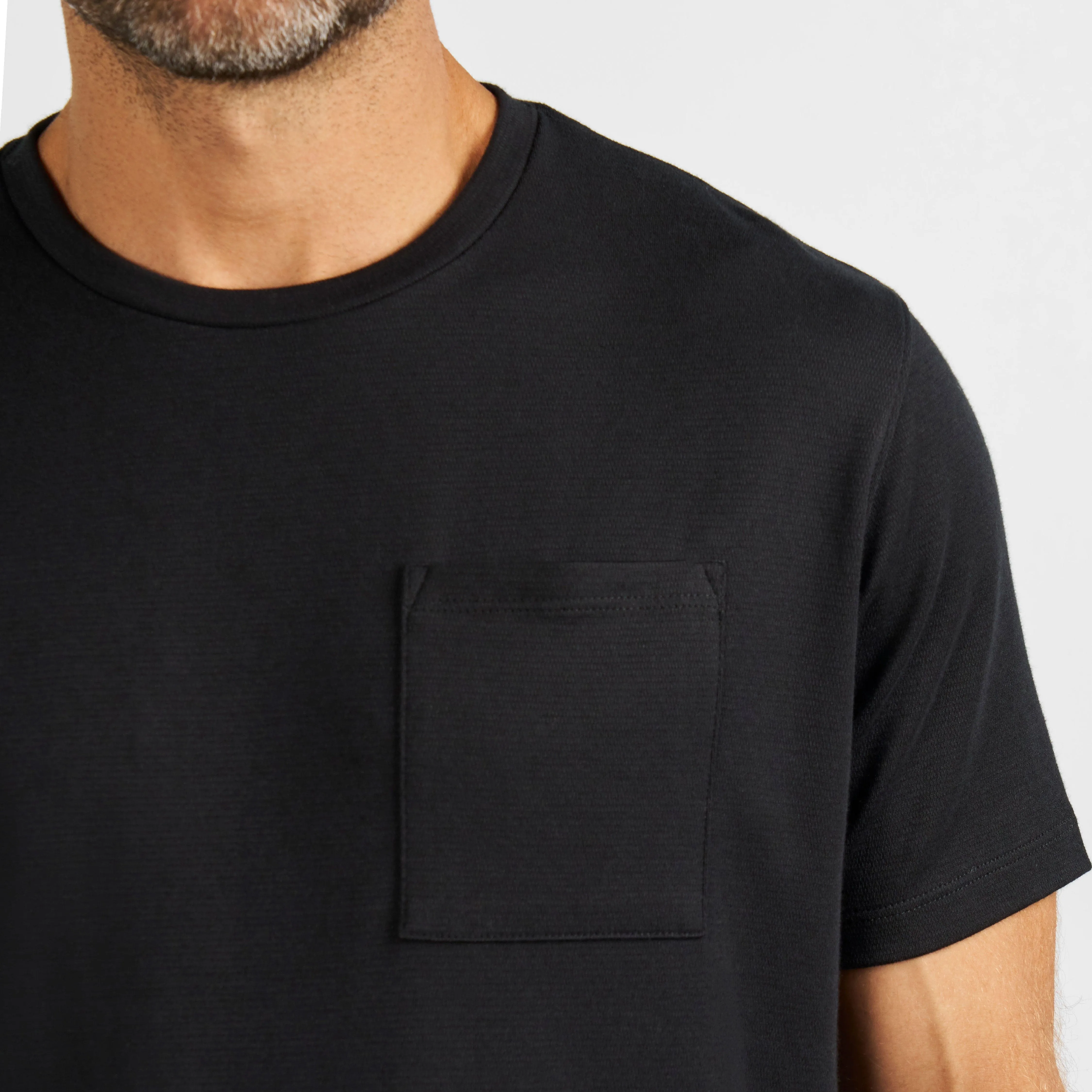 Black Micro Pique Crew Neck Tee sold by Ash & Erie product image thumbnail 4