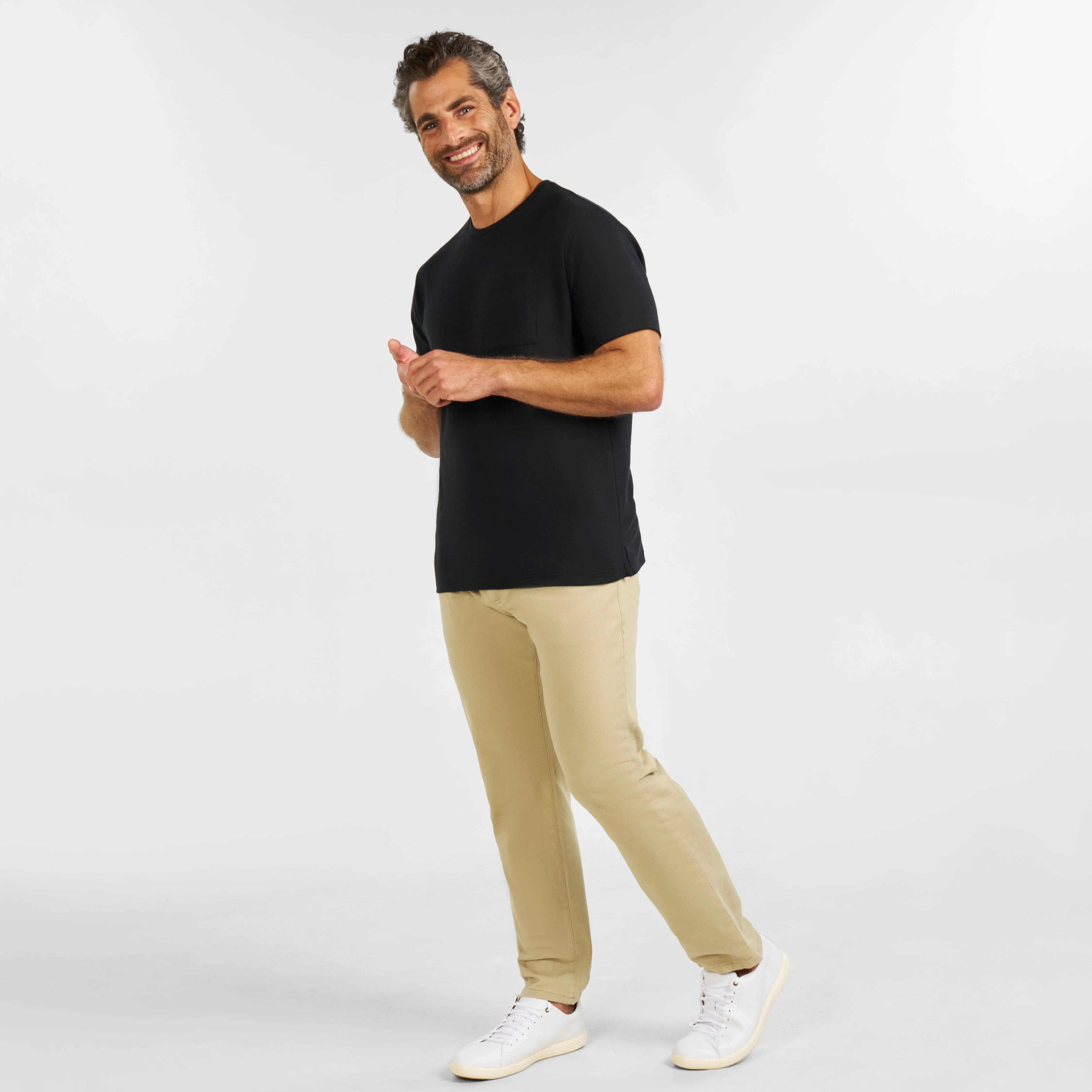 Black Micro Pique Crew Neck Tee sold by Ash & Erie product image thumbnail 2