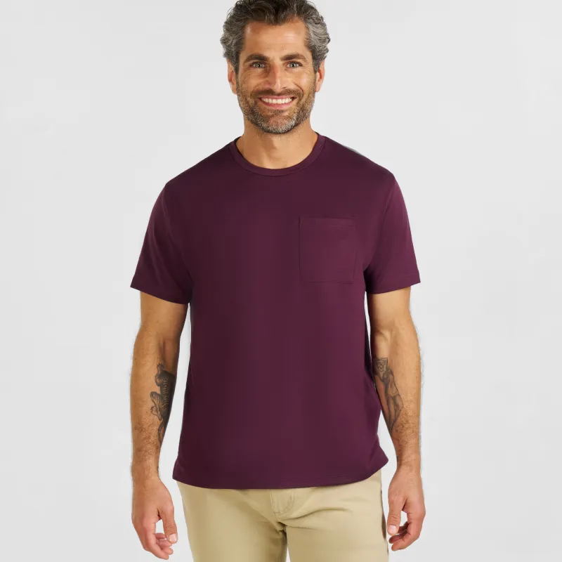 Burgundy Micro Pique Crew Neck Tee sold by Ash & Erie