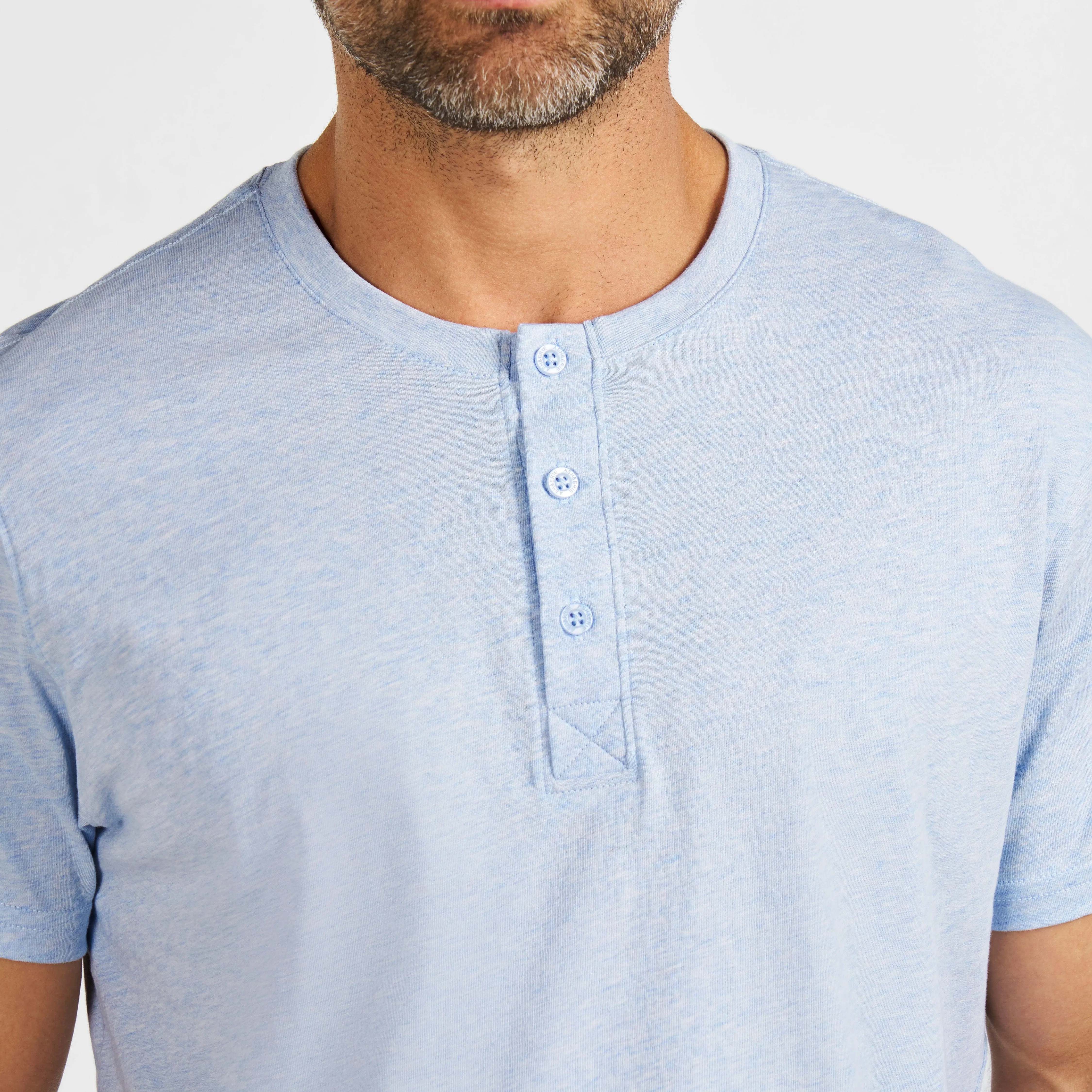 Light Blue Melange Short Sleeve Henley sold by Ash & Erie product image thumbnail 4