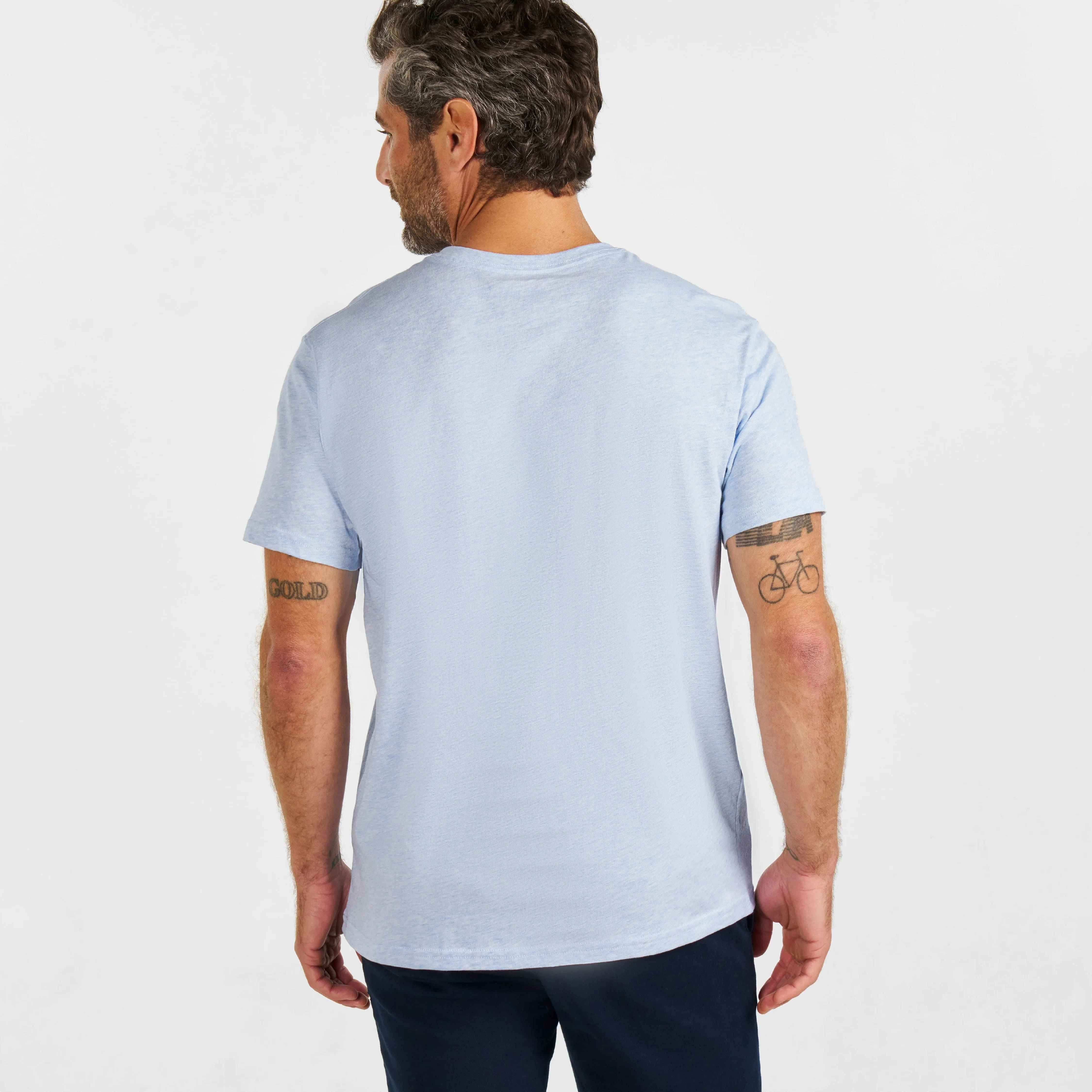 Light Blue Melange Short Sleeve Henley sold by Ash & Erie product image thumbnail 3