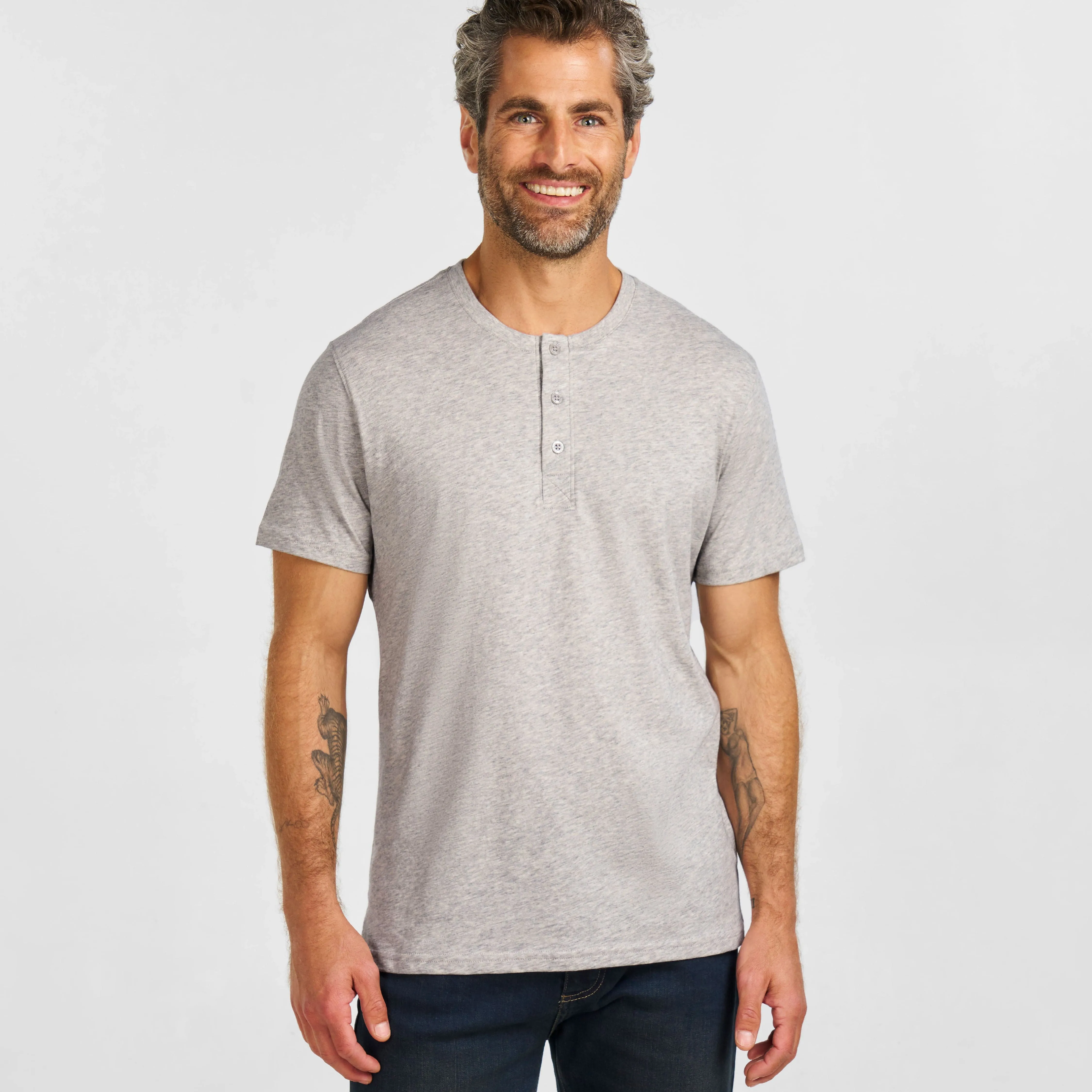 Pearl Melange Short Sleeve Henley sold by Ash & Erie