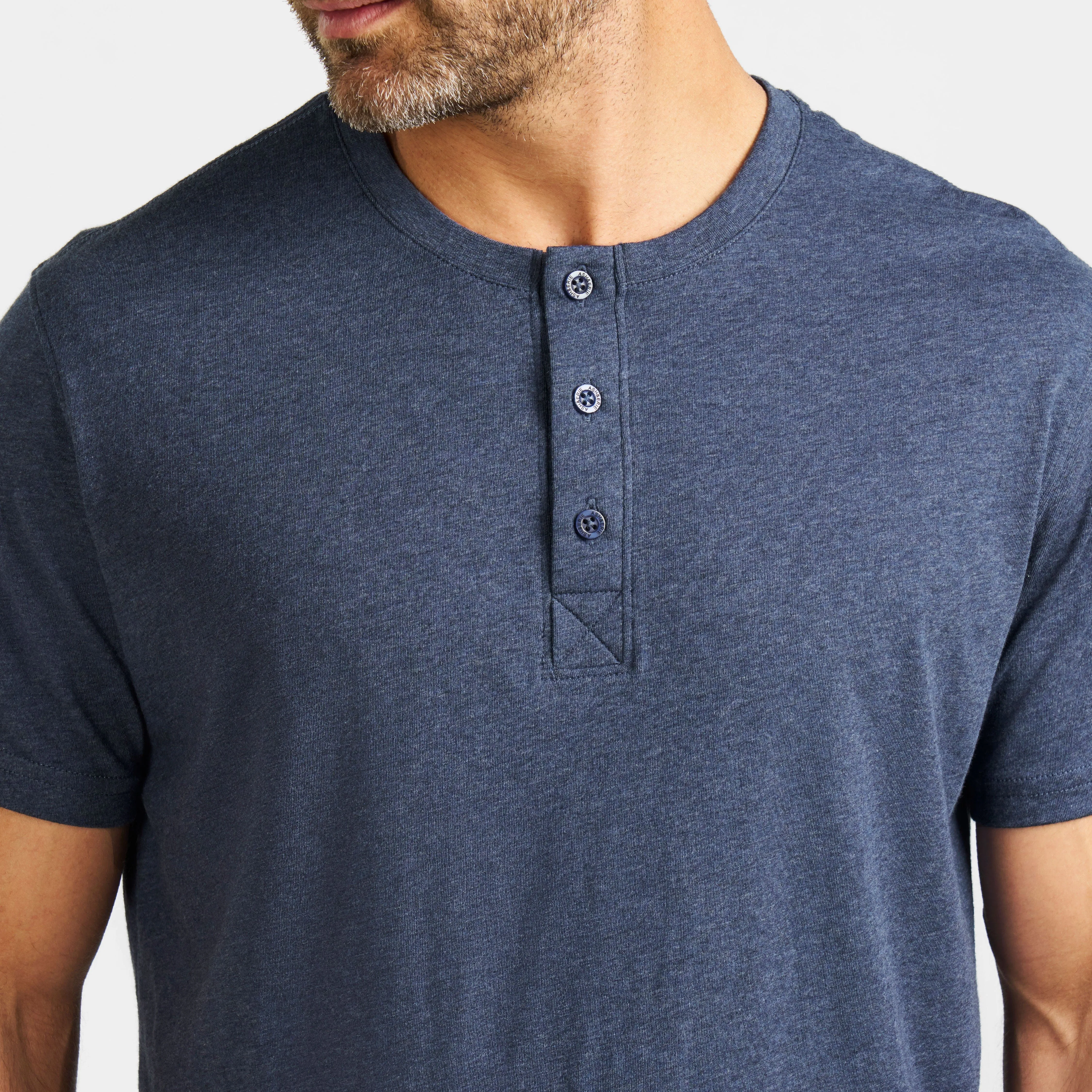 Navy Melange Short Sleeve Henley sold by Ash & Erie product image thumbnail 4
