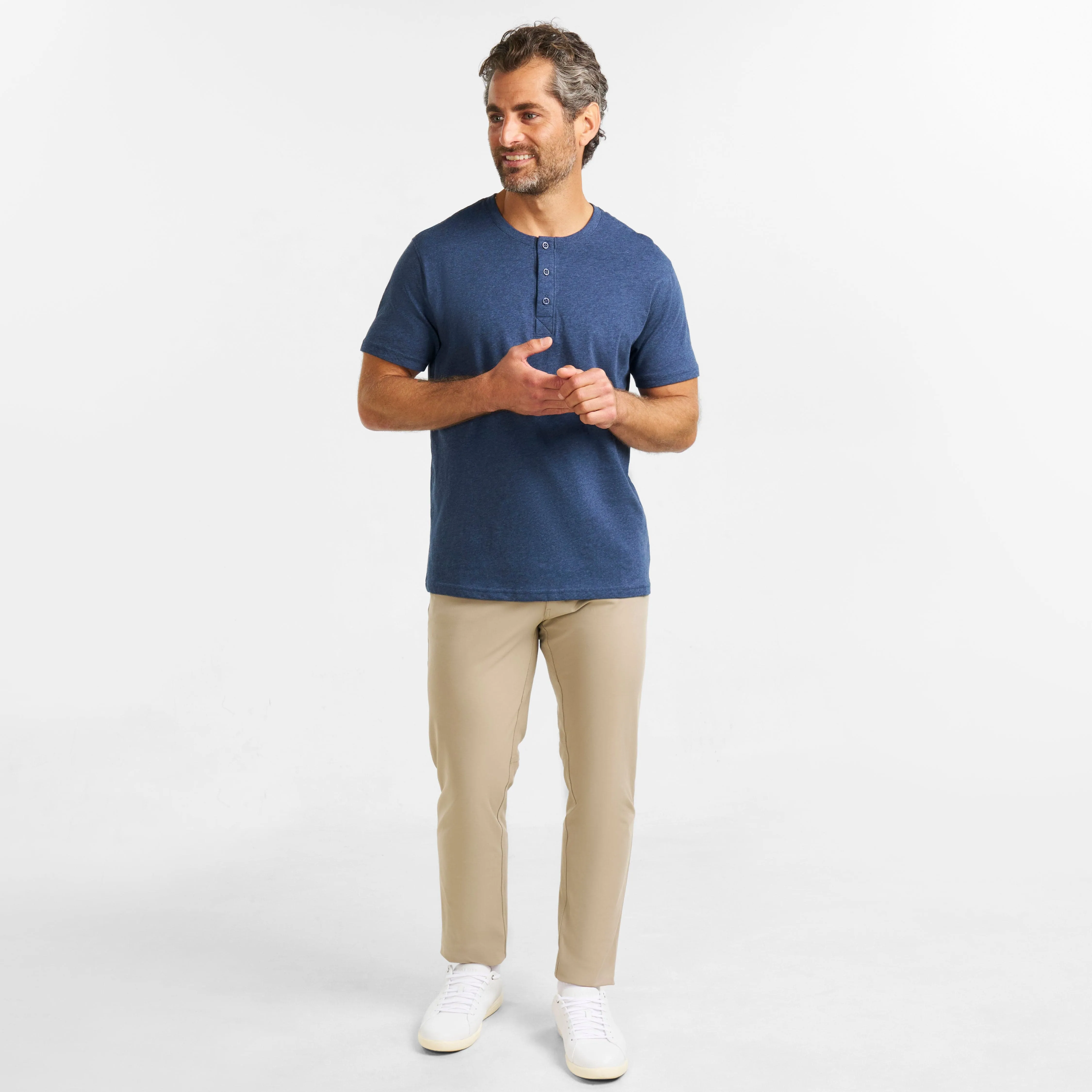 Navy Melange Short Sleeve Henley sold by Ash & Erie product image thumbnail 2