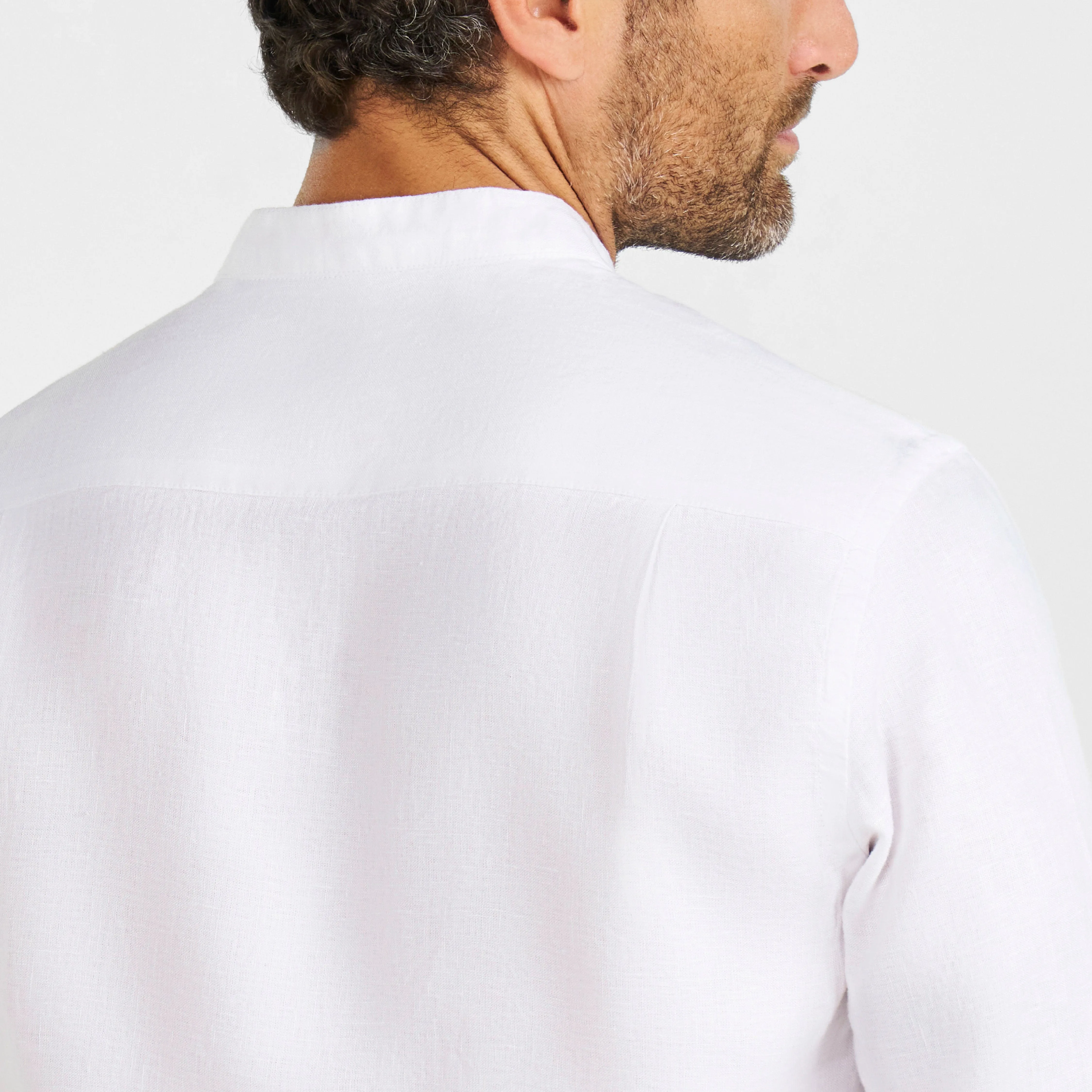 White Linen Band Collar Shirt sold by Ash & Erie product image thumbnail 5