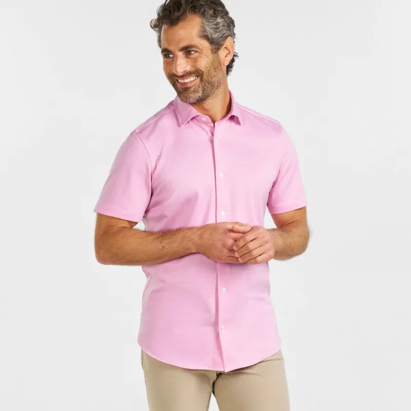 Pink Melange Short Sleeve Performance Stretch Shirt sold by Ash & Erie