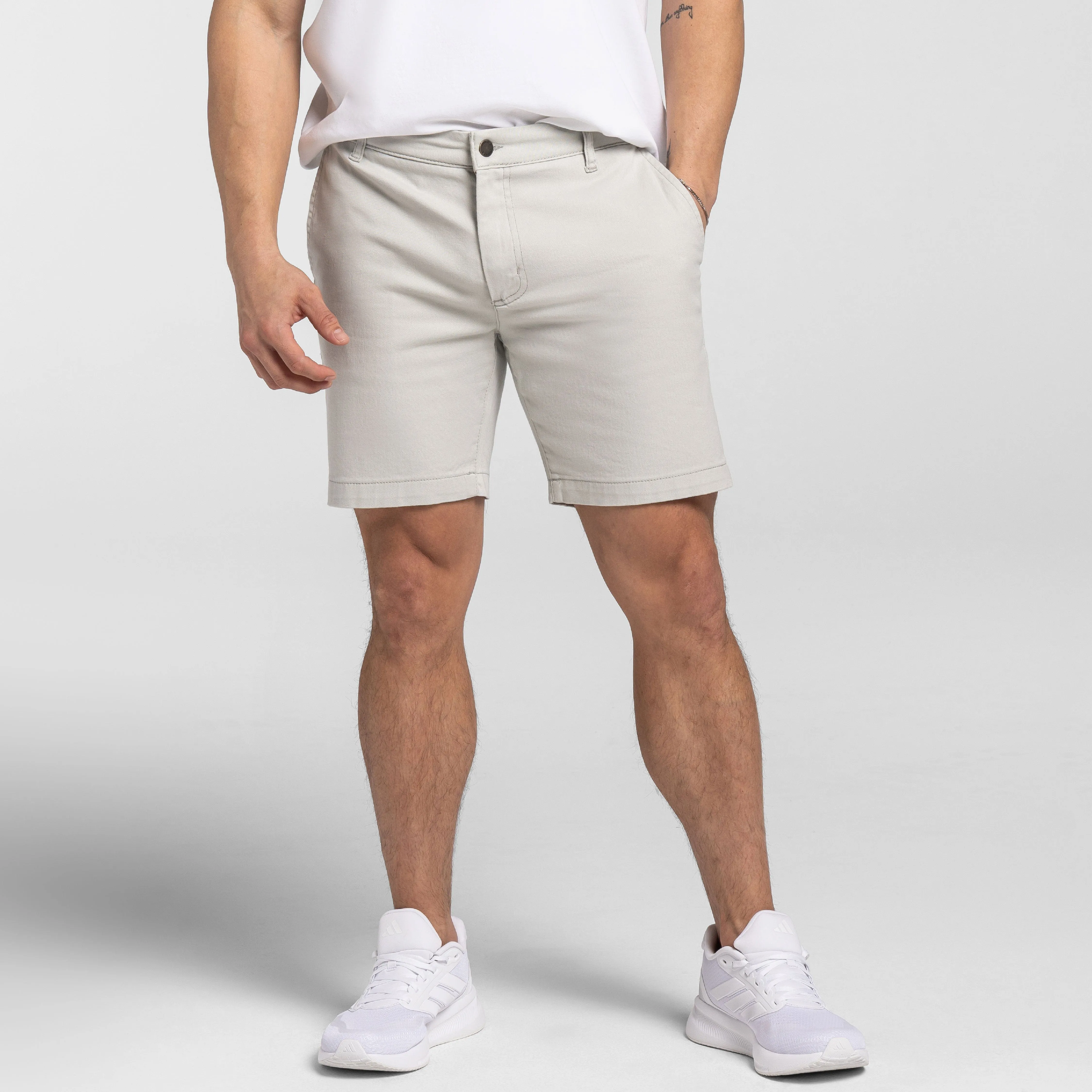Cloud Grey Lightweight Stretch Chino Short sold by Ash & Erie