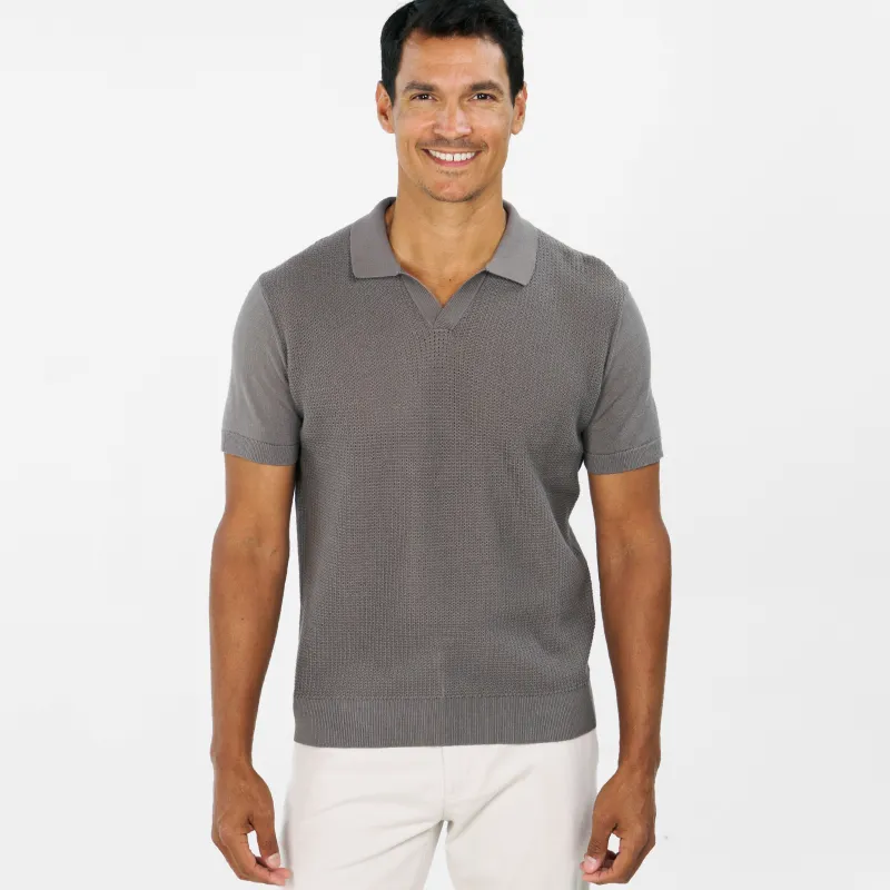 Grey Knit Polo sold by Ash & Erie