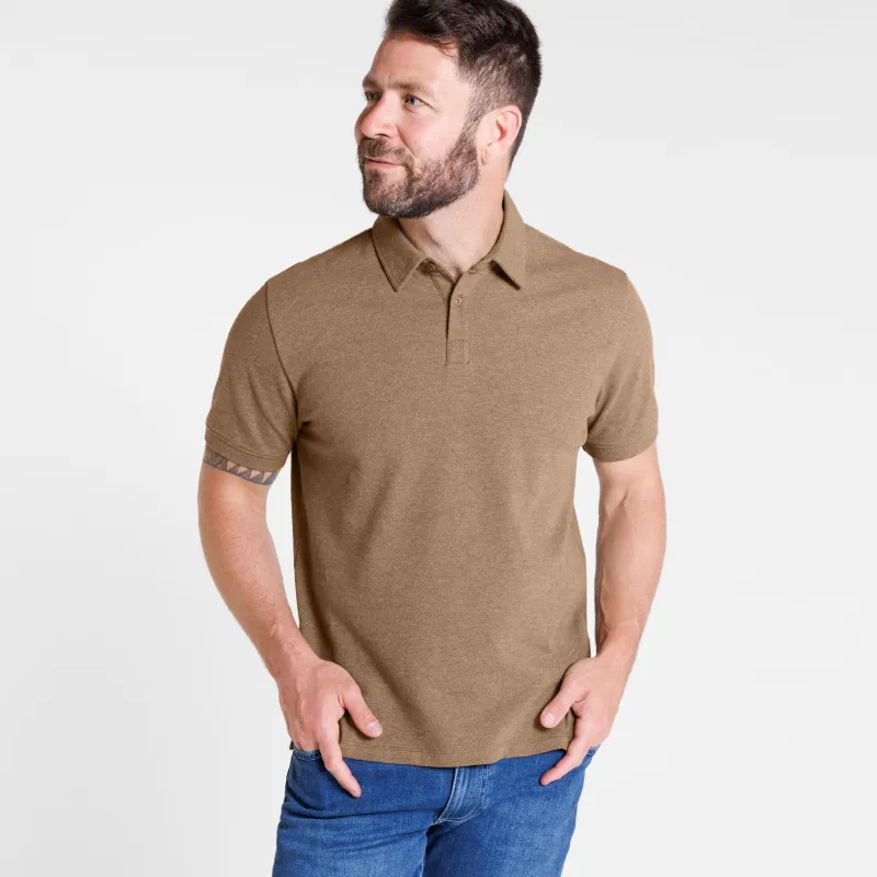 Heather Olive Pique Daily Polo sold by Ash & Erie