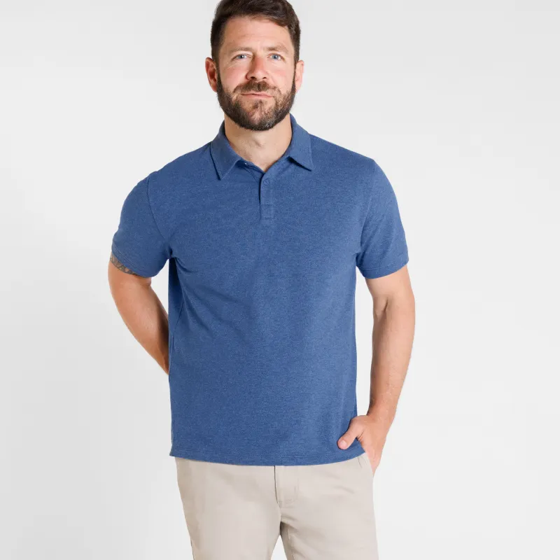 Heather Blue Pique Daily Polo sold by Ash & Erie