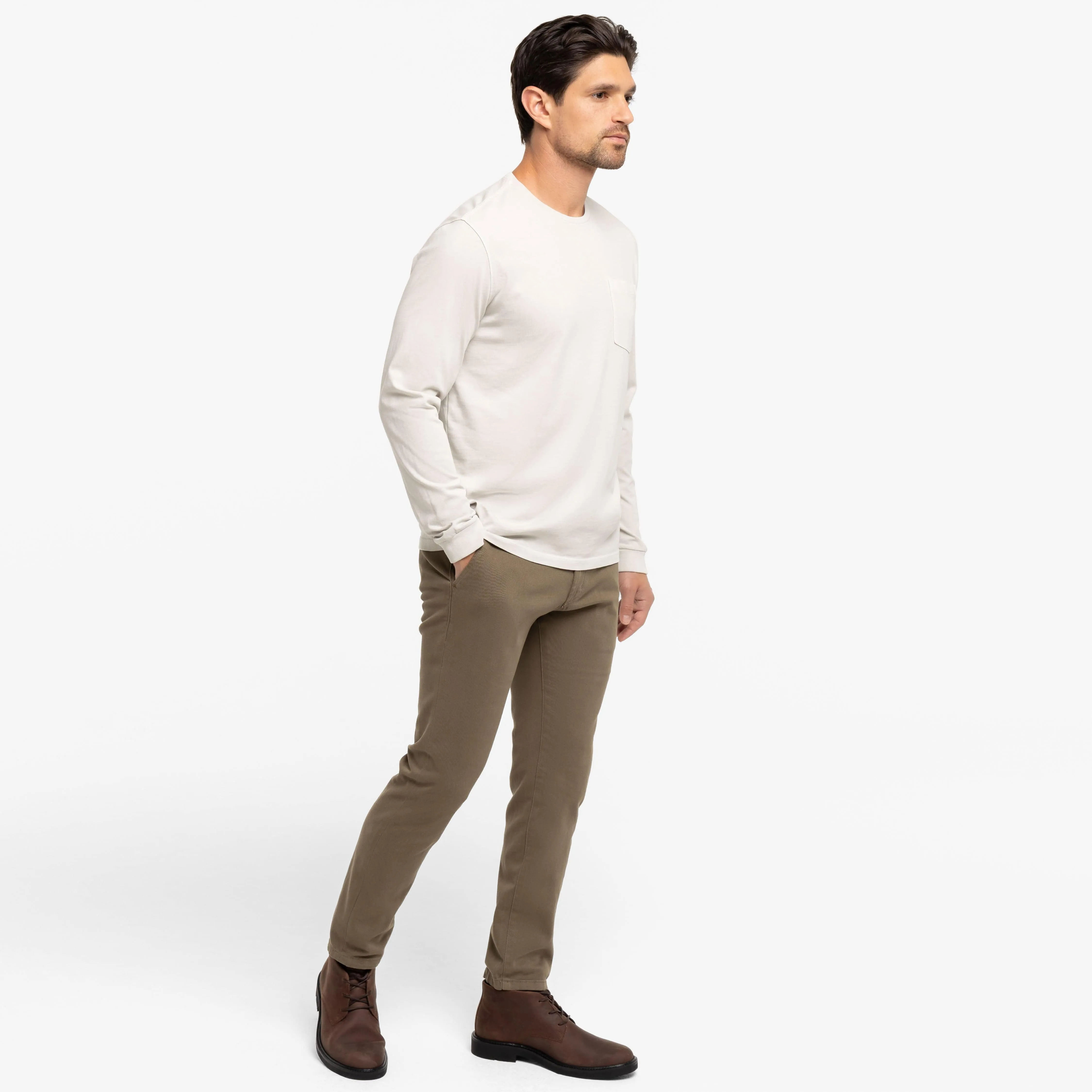 Washed Oat Long Sleeve Pima Cotton Crew Neck Tee sold by Ash & Erie product image thumbnail 2