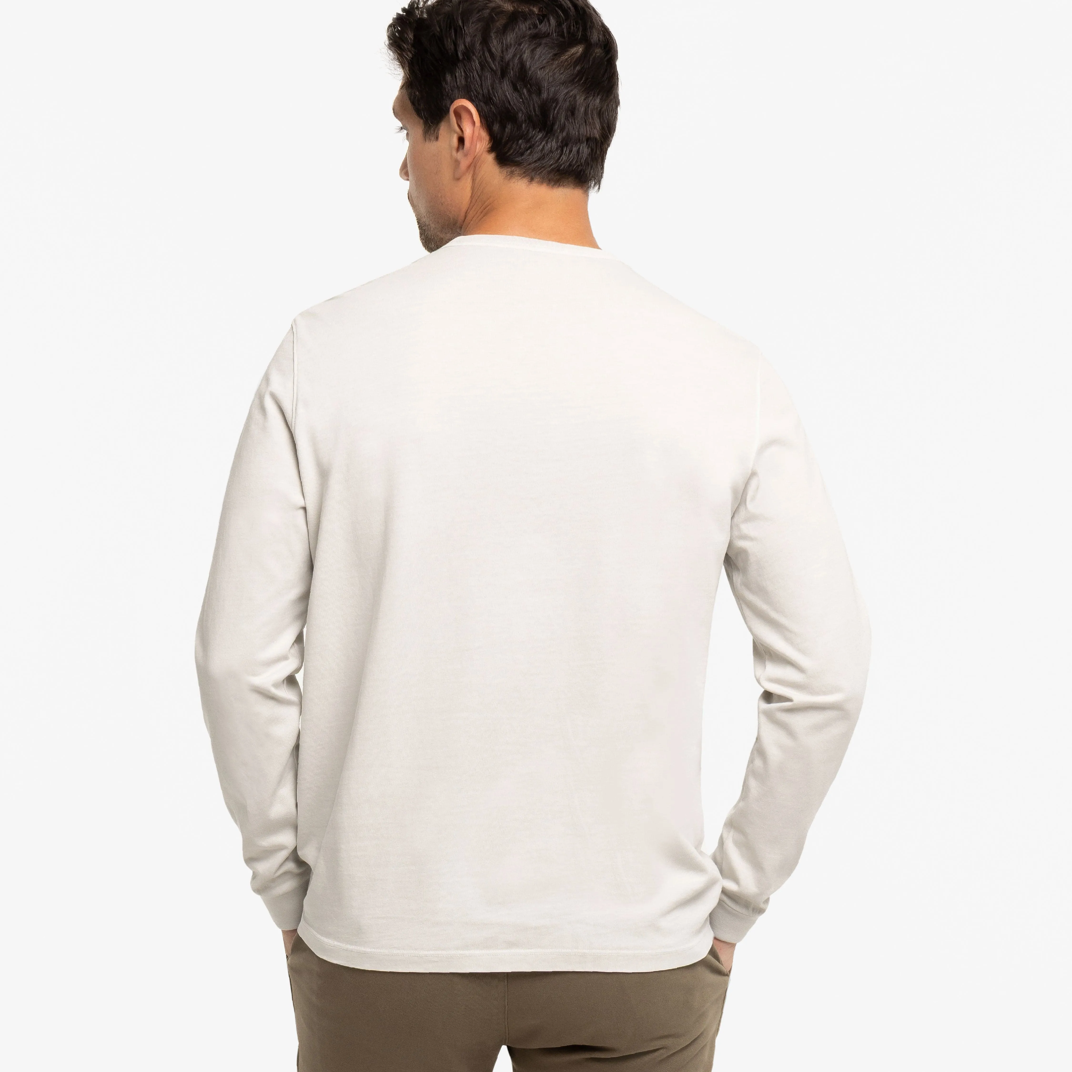 Washed Oat Long Sleeve Pima Cotton Crew Neck Tee sold by Ash & Erie product image thumbnail 3