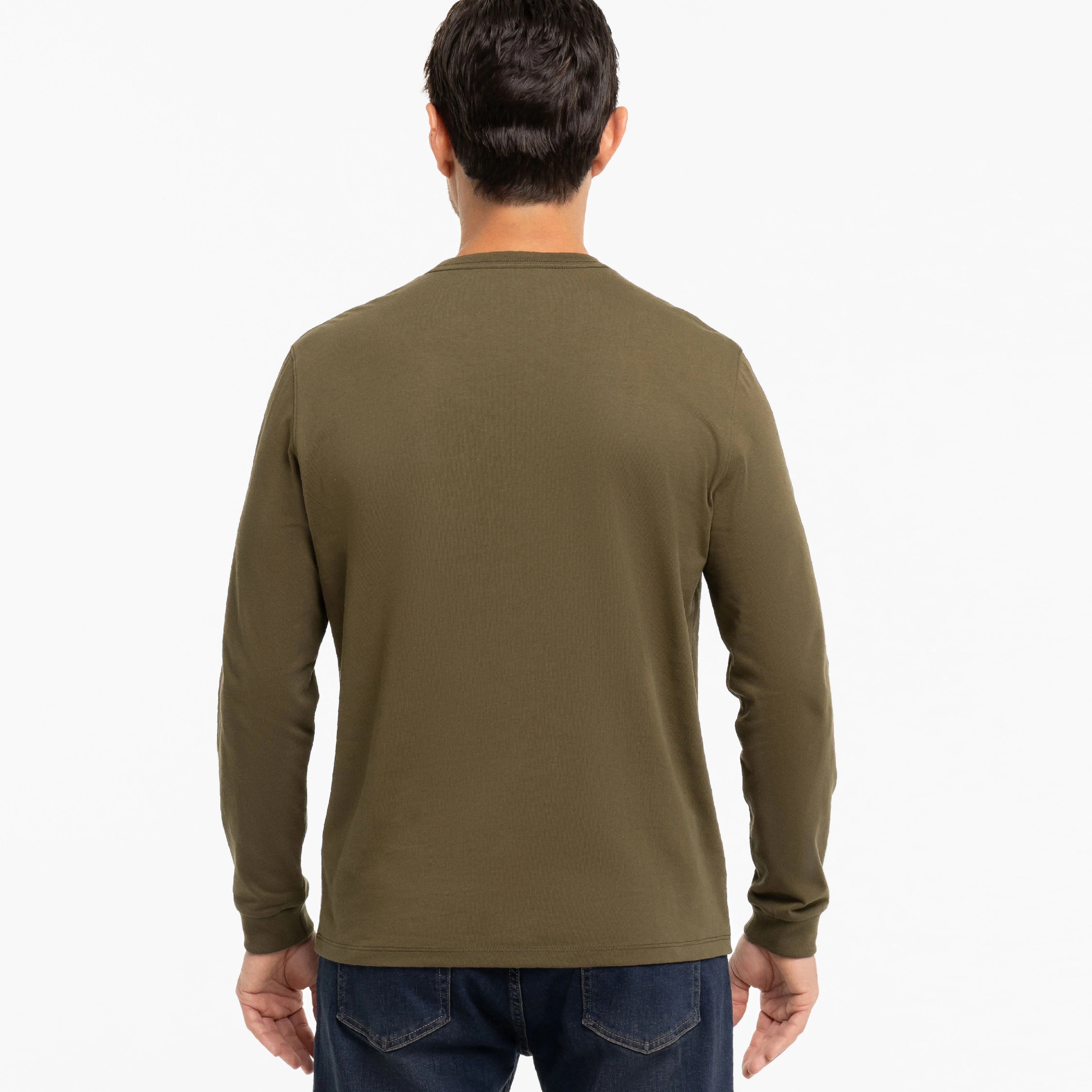 Olive Long Sleeve Pima Cotton Crew Neck Tee sold by Ash & Erie product image thumbnail 3