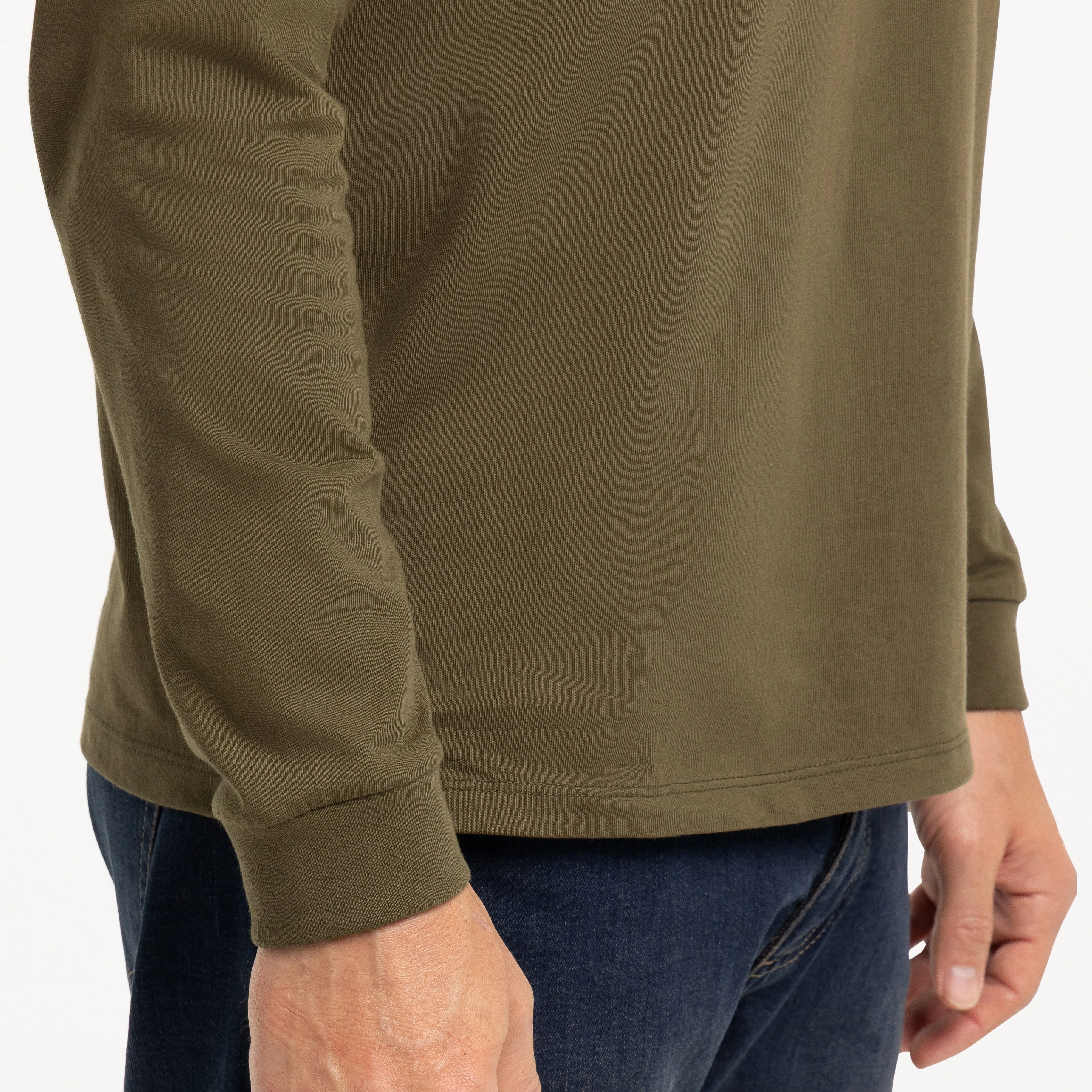 Olive Long Sleeve Pima Cotton Crew Neck Tee sold by Ash & Erie product image thumbnail 5