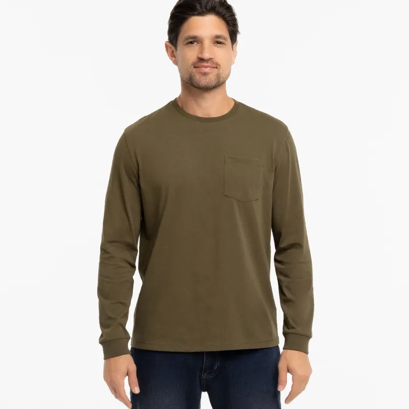 Olive Long Sleeve Pima Cotton Crew Neck Tee sold by Ash & Erie