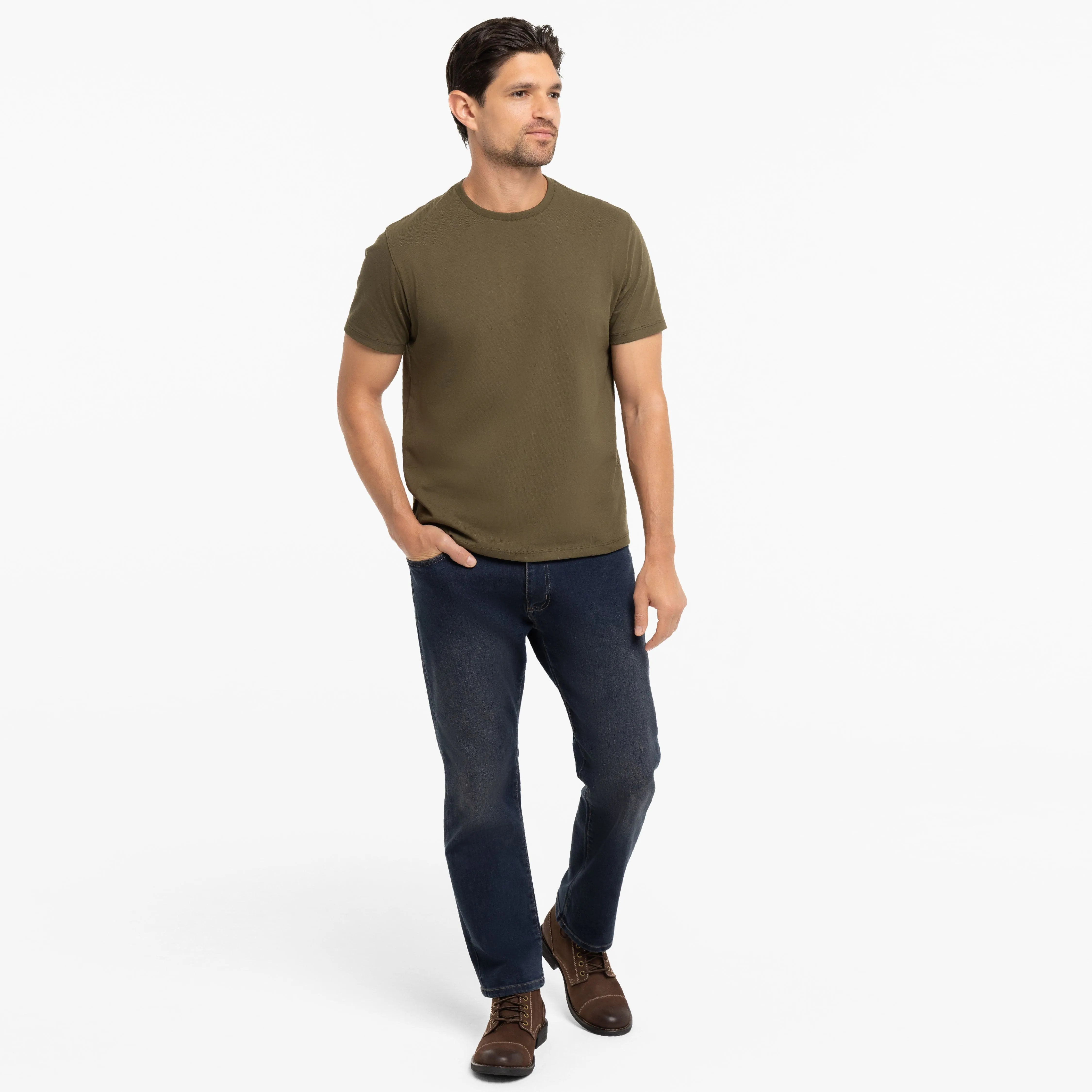 Olive Pima Cotton Crew Neck Tee sold by Ash & Erie product image thumbnail 2