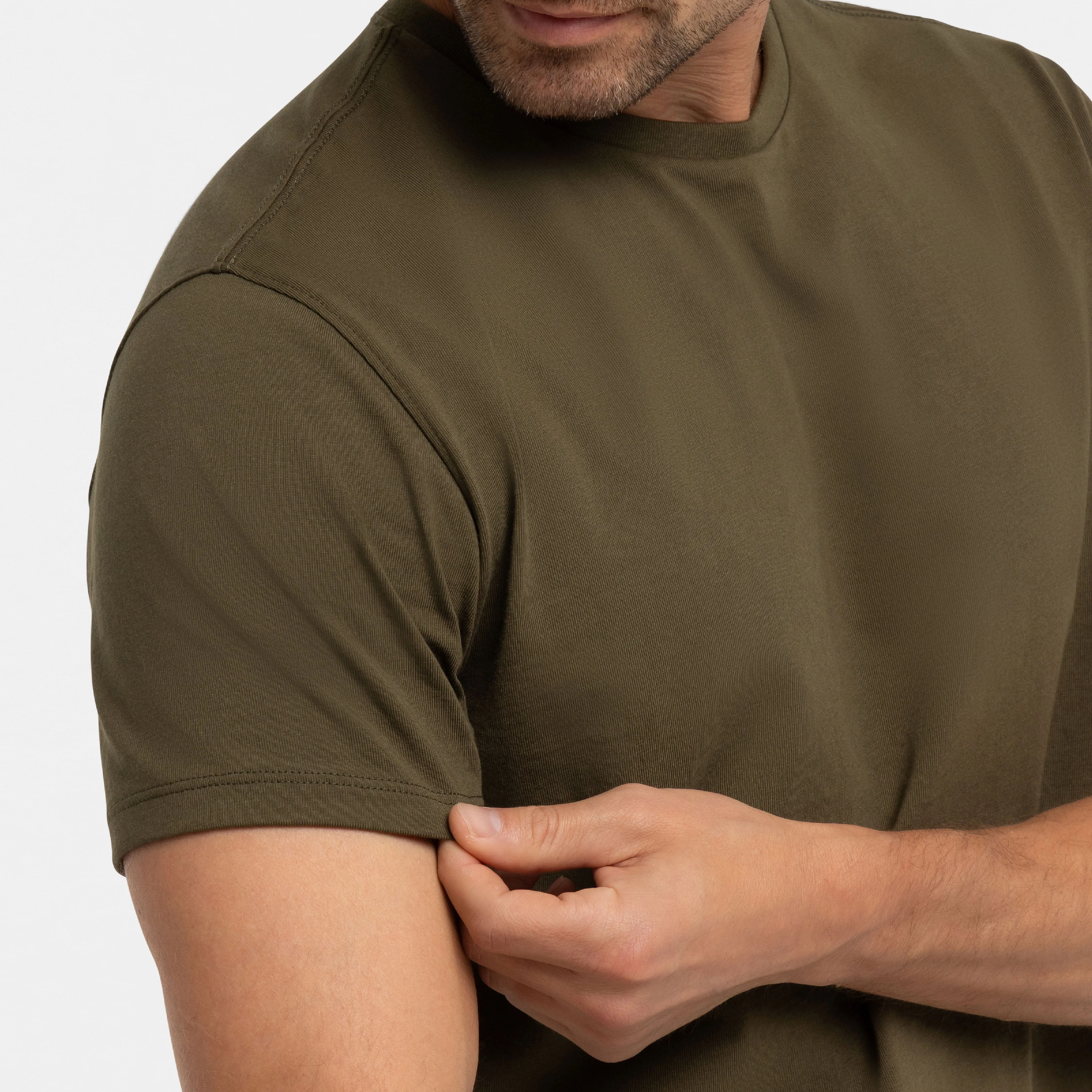 Olive Pima Cotton Crew Neck Tee sold by Ash & Erie product image thumbnail 4