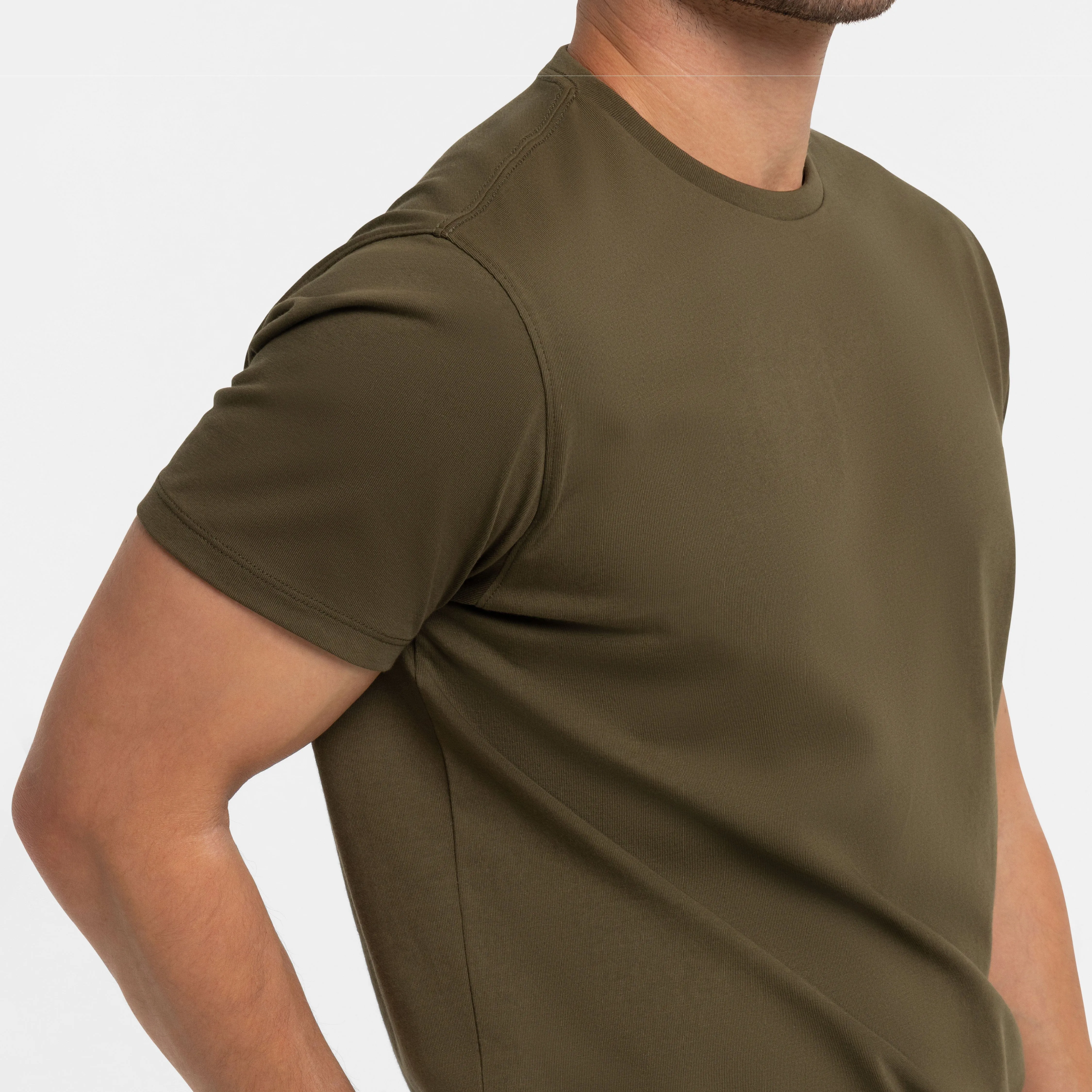 Olive Pima Cotton Crew Neck Tee sold by Ash & Erie product image thumbnail 5