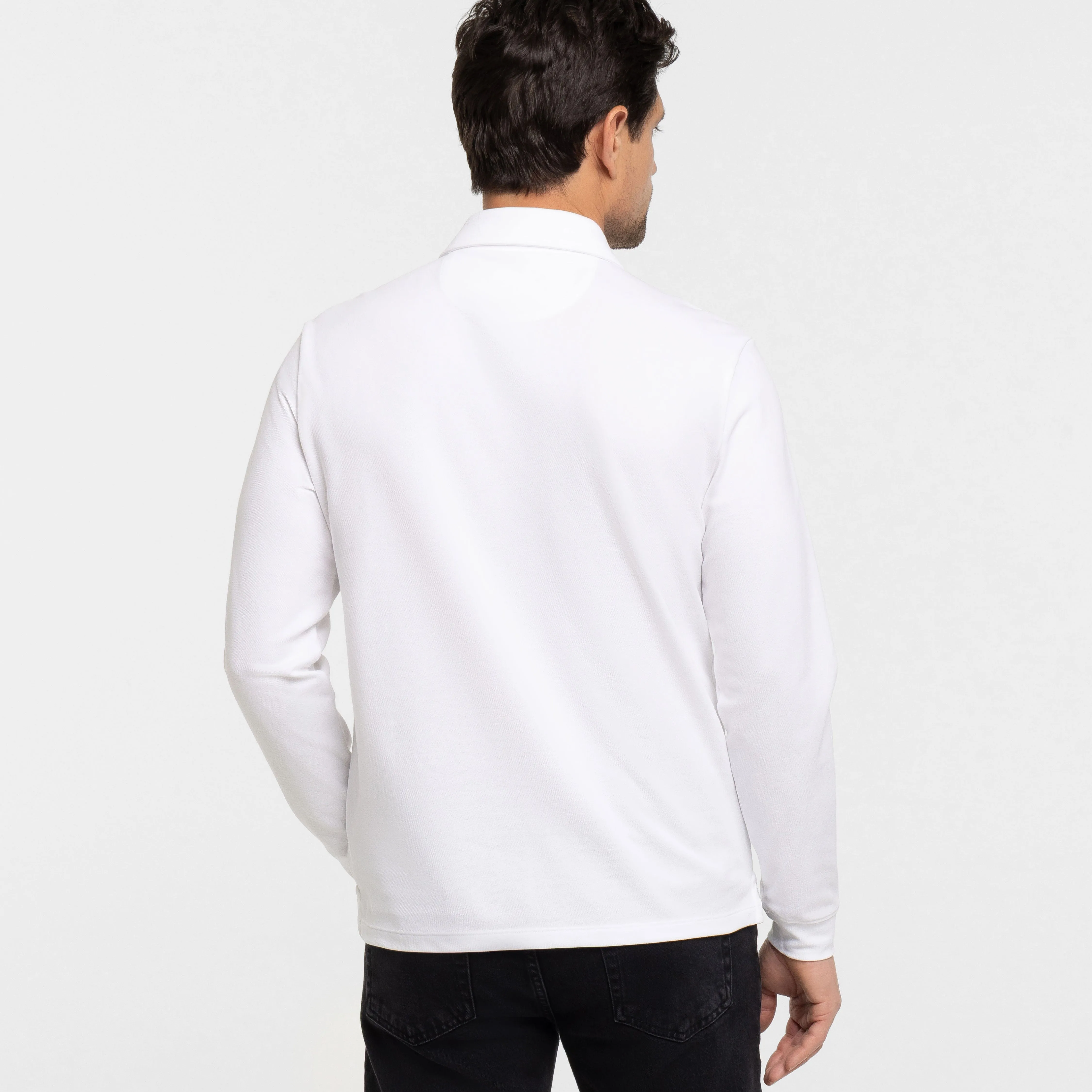 White Pique Long Sleeve Polo sold by Ash & Erie product image thumbnail 3
