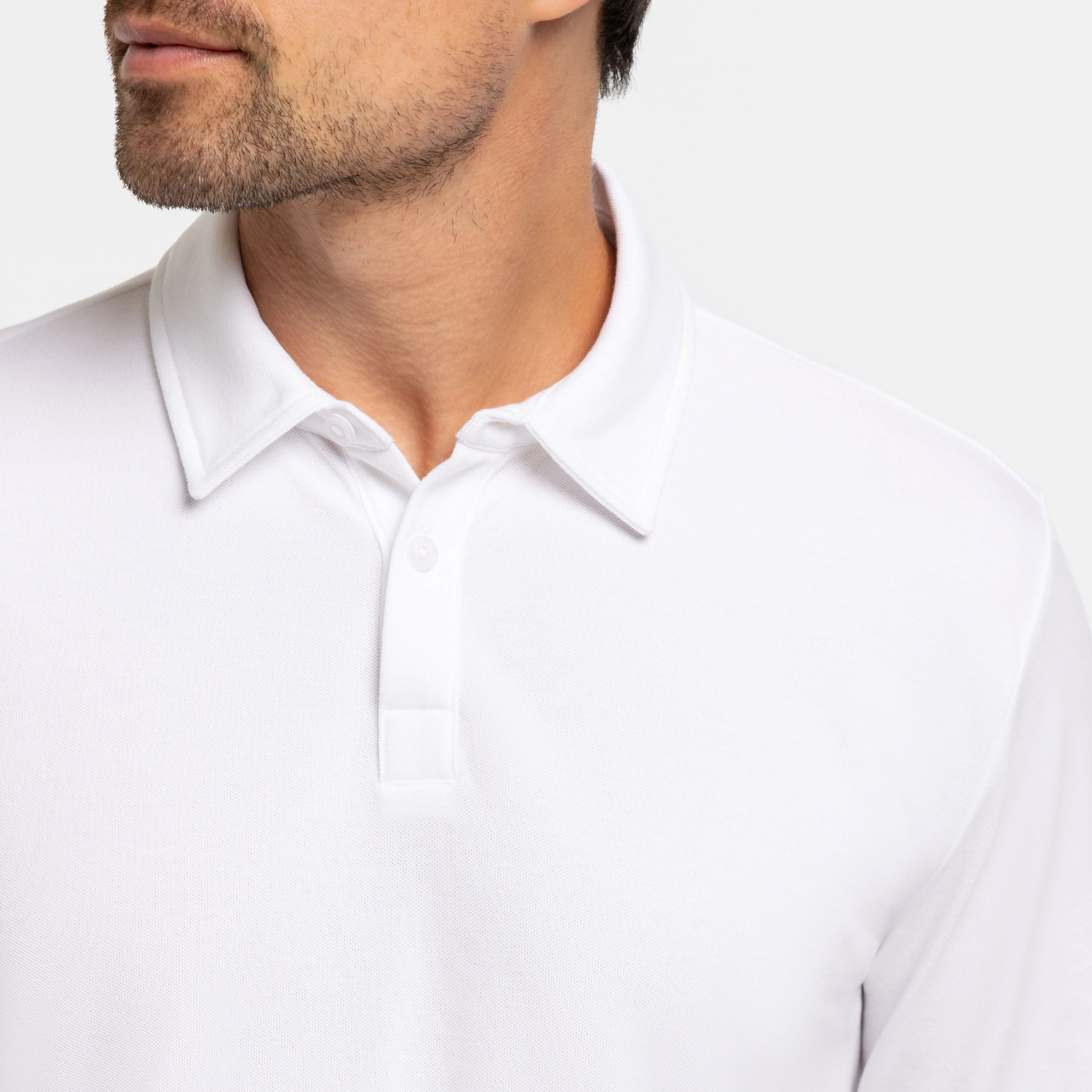 White Pique Long Sleeve Polo sold by Ash & Erie product image thumbnail 4