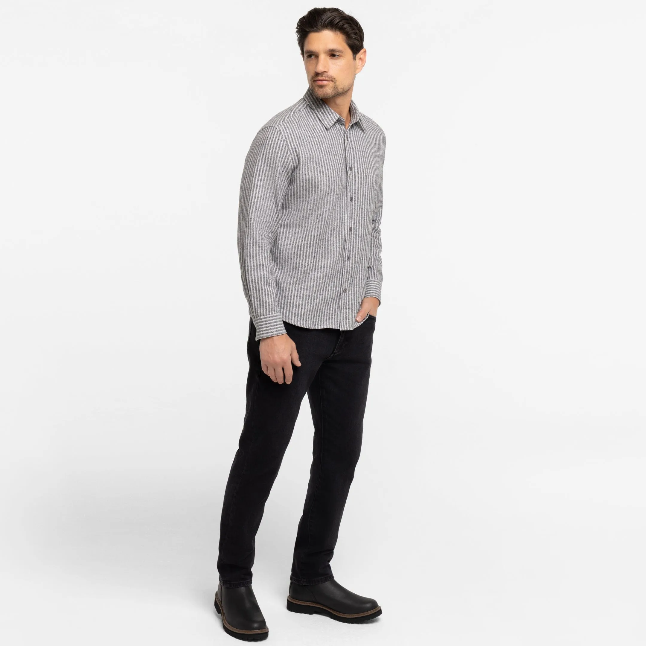 Carbon Stripes Flannel Shirt sold by Ash & Erie product image thumbnail 2