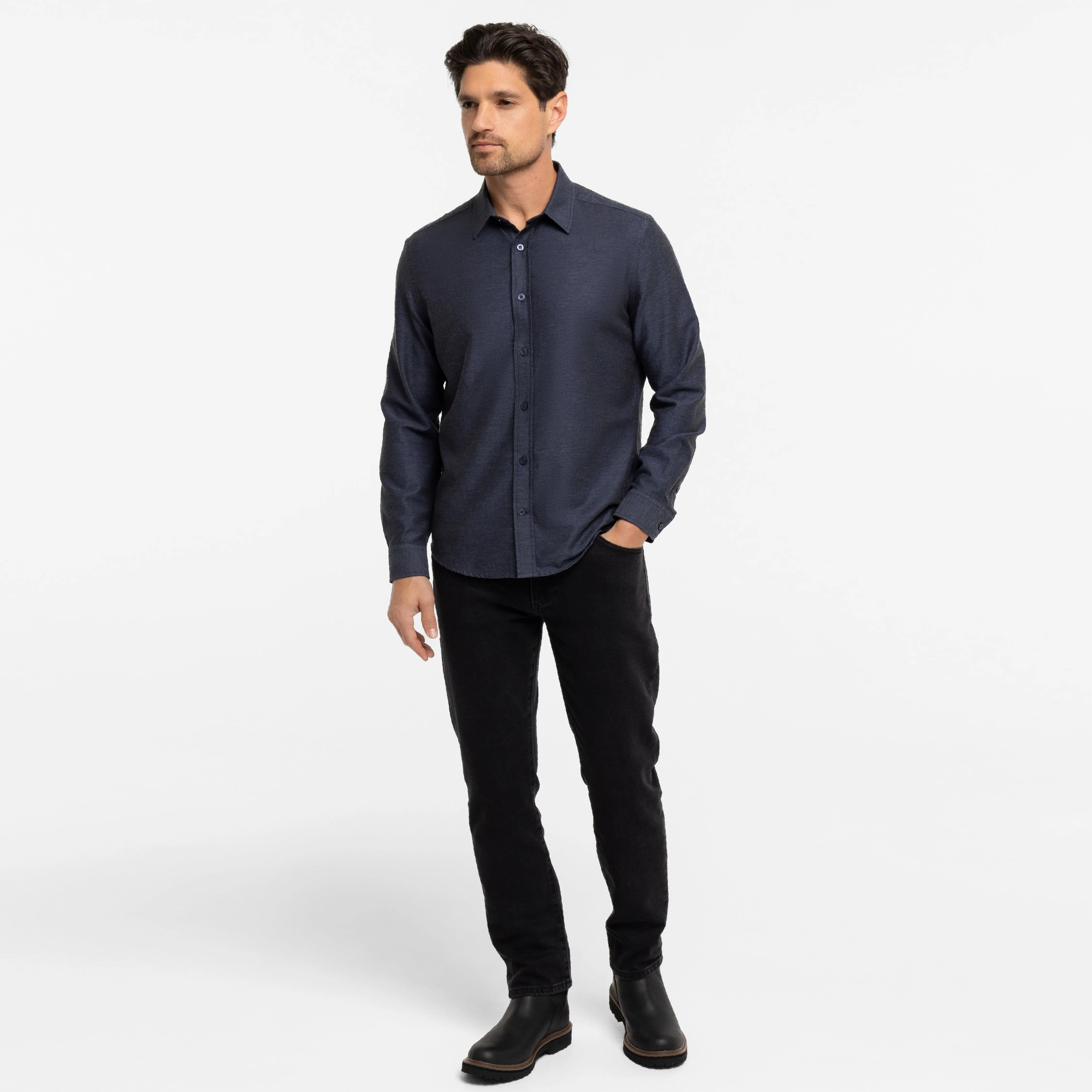 Navy Twill Brushed Shirt sold by Ash & Erie product image thumbnail 2