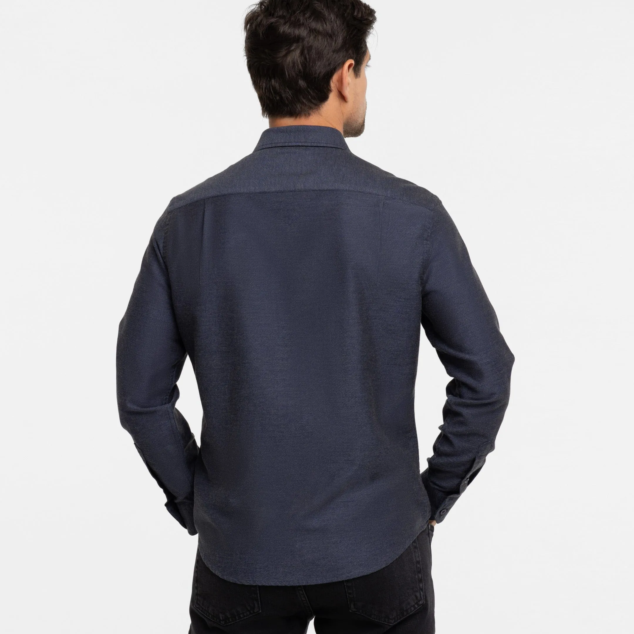 Navy Twill Brushed Shirt sold by Ash & Erie product image thumbnail 3