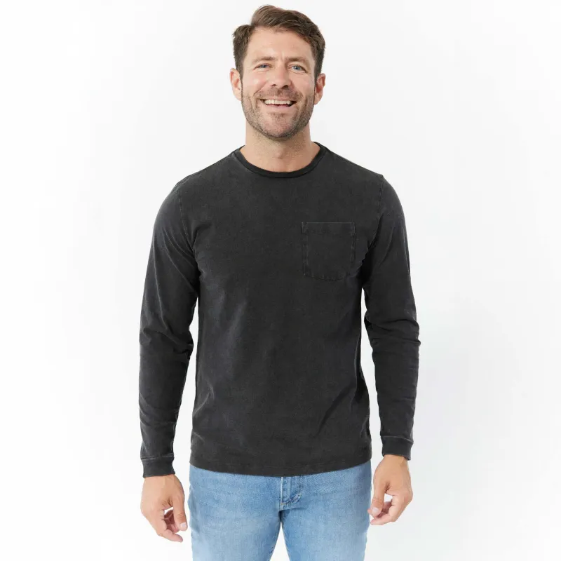 Washed Black Long Sleeve Pima Cotton Crew Neck Tee sold by Ash & Erie