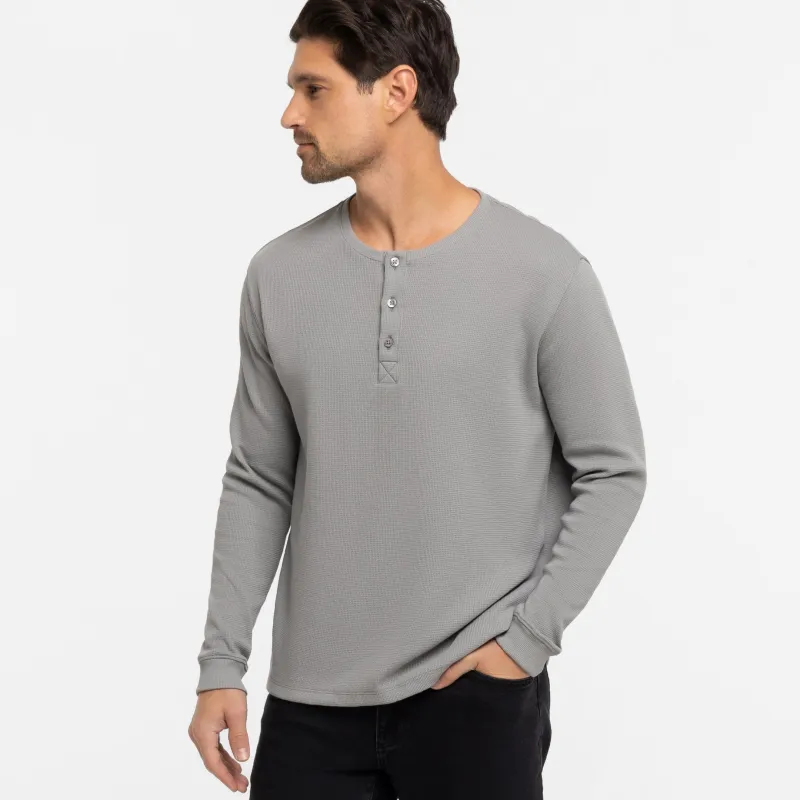 Grey Waffle Henley sold by Ash & Erie