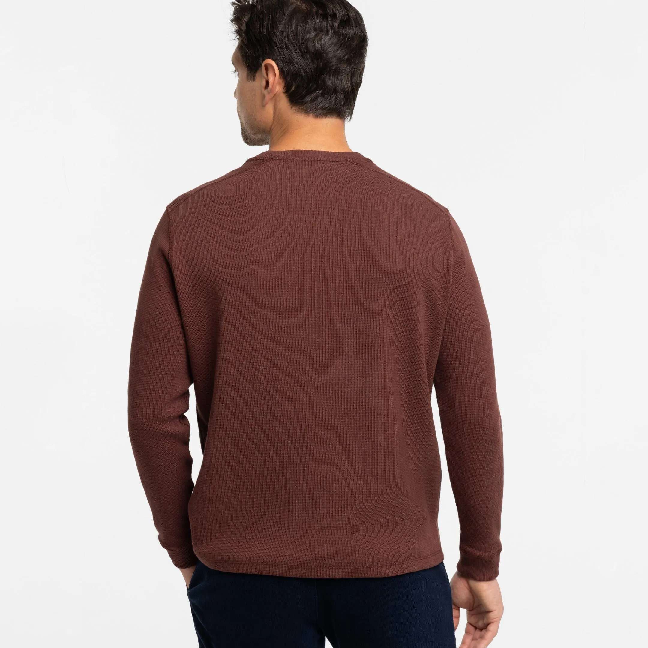 Burgundy Waffle Long Sleeve Crew Neck Tee sold by Ash & Erie product image thumbnail 3