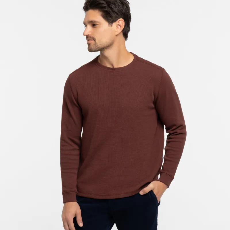 Burgundy Waffle Long Sleeve Crew Neck Tee sold by Ash & Erie