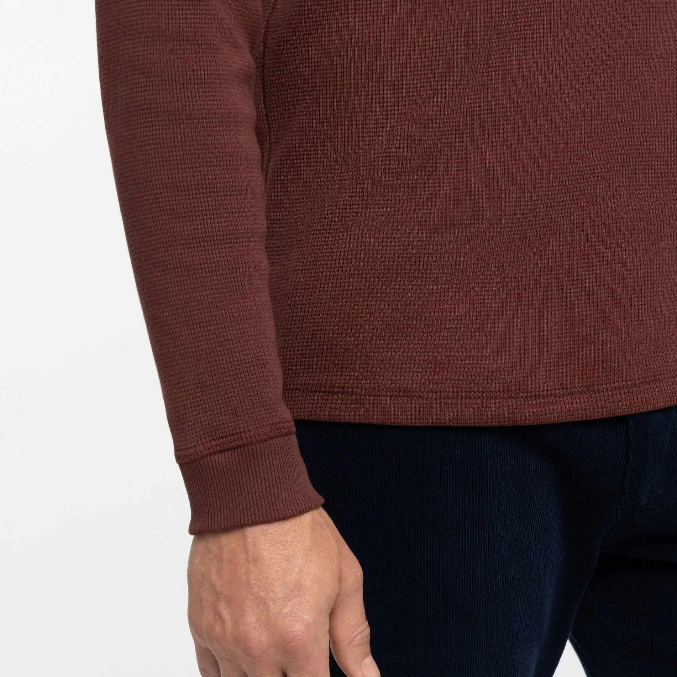 Burgundy Waffle Long Sleeve Crew Neck Tee sold by Ash & Erie product image thumbnail 5