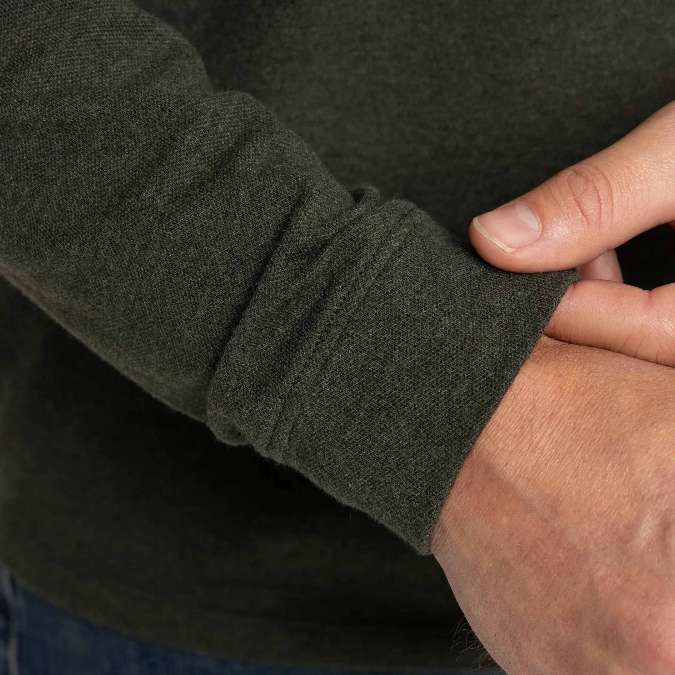 Heather Green Pique Long Sleeve Polo sold by Ash & Erie product image thumbnail 5