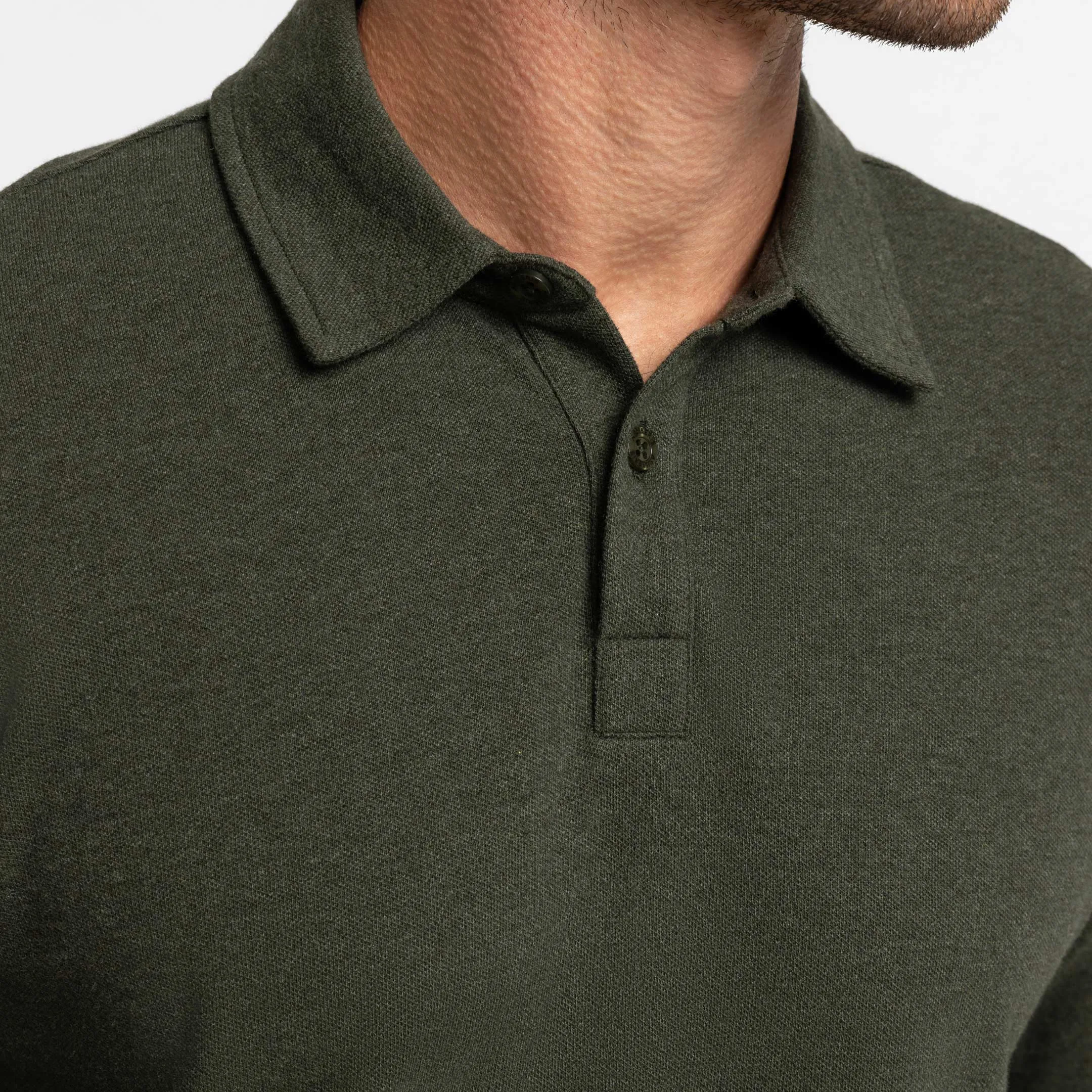 Heather Green Pique Long Sleeve Polo sold by Ash & Erie product image thumbnail 4
