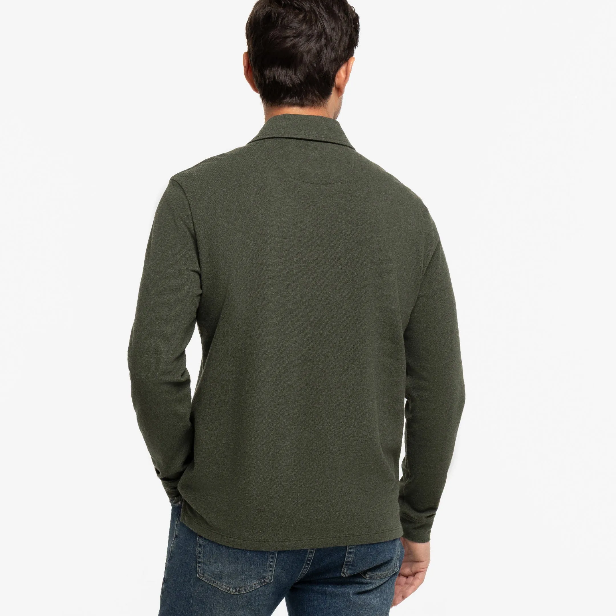 Heather Green Pique Long Sleeve Polo sold by Ash & Erie product image thumbnail 3