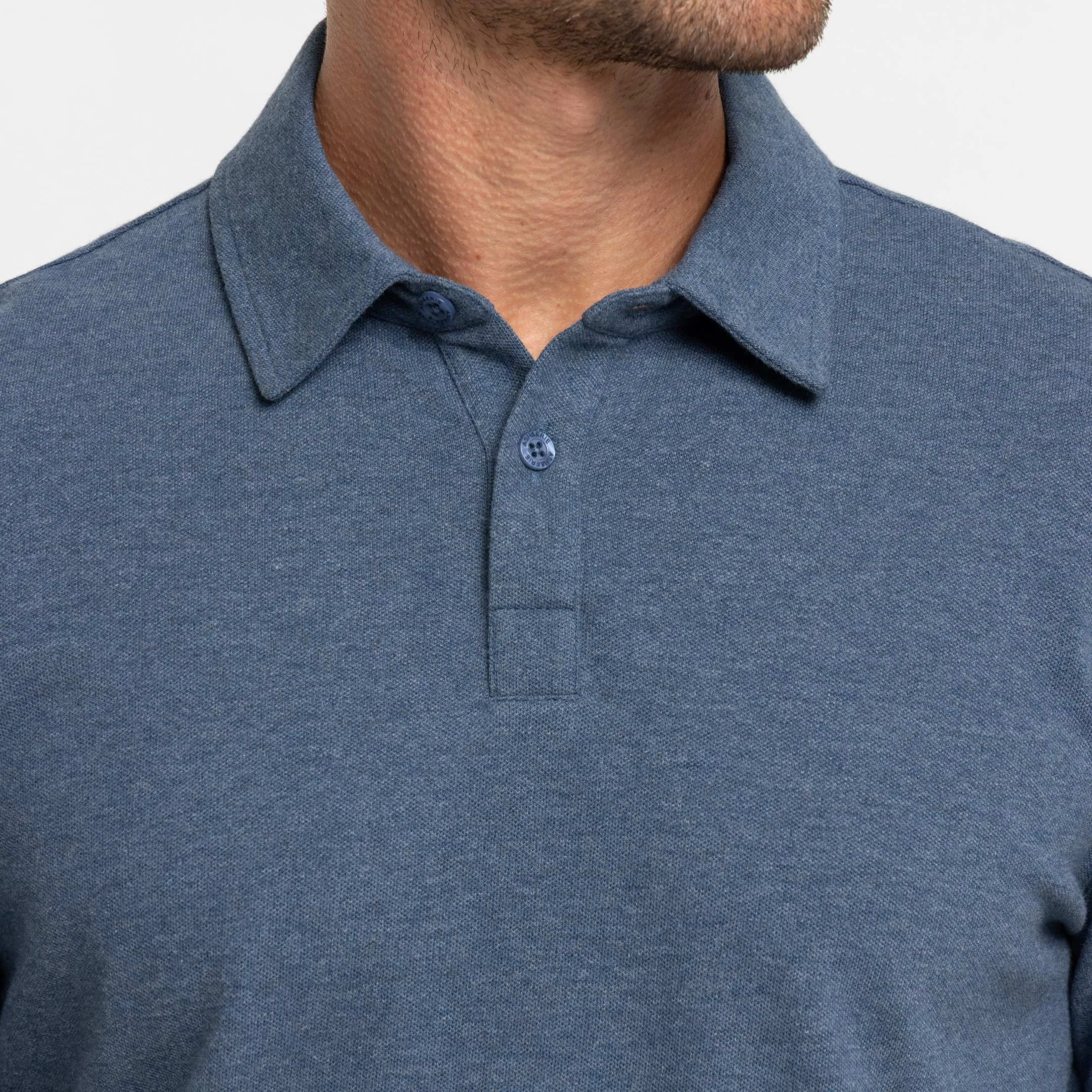 Heather Blue Pique Long Sleeve Polo sold by Ash & Erie product image thumbnail 4