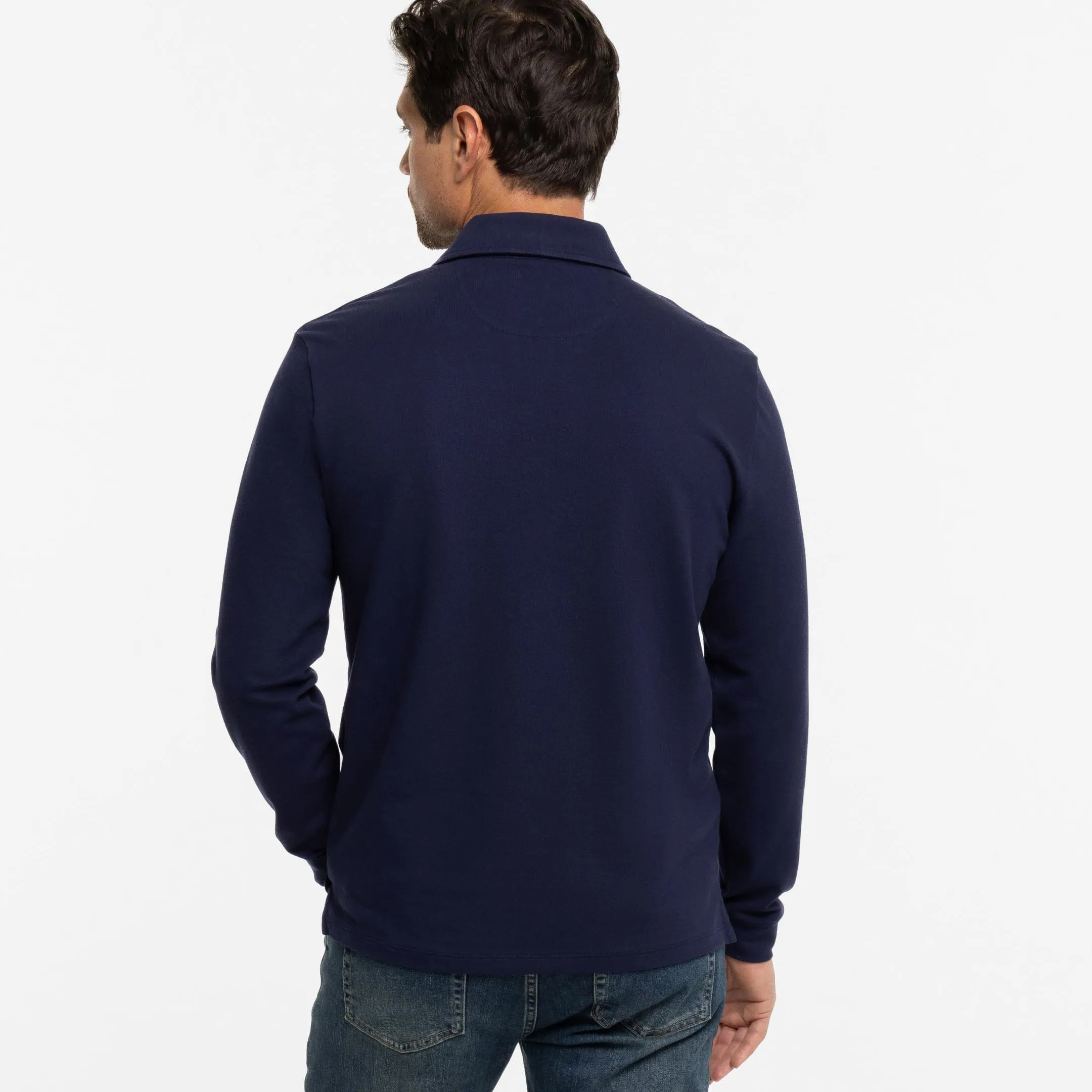 Navy Pique Long Sleeve Polo sold by Ash & Erie product image thumbnail 3