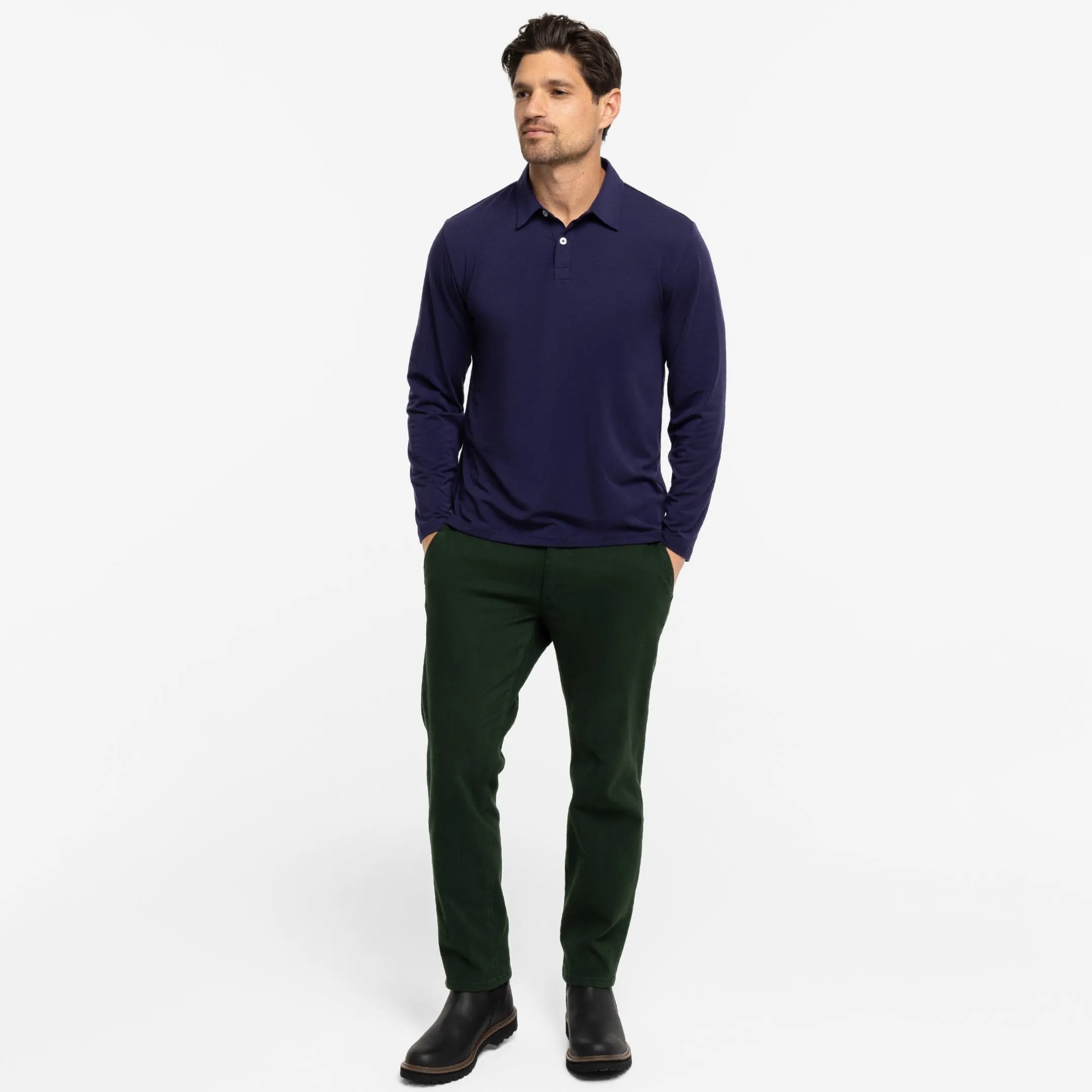Navy Long Sleeve Tech Polo sold by Ash & Erie product image thumbnail 2