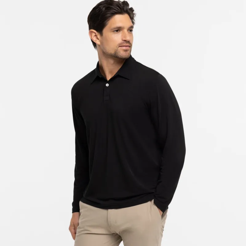 Black Long Sleeve Tech Polo sold by Ash & Erie