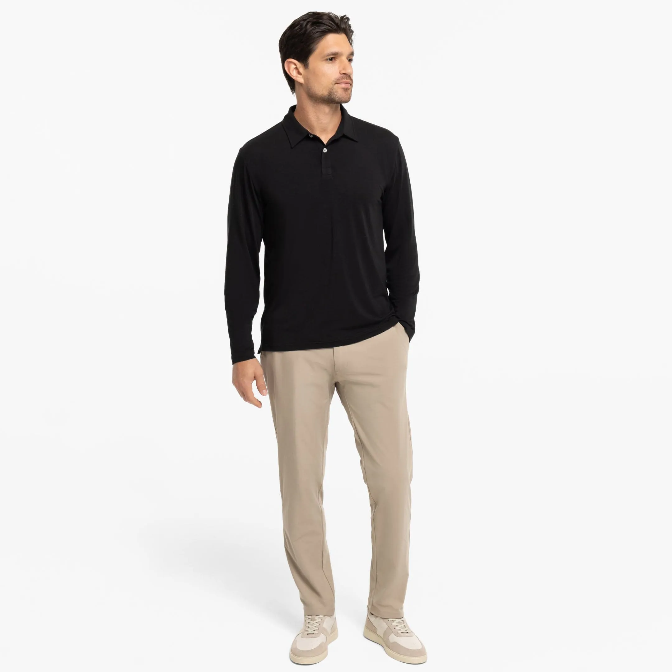 Black Long Sleeve Tech Polo sold by Ash & Erie product image thumbnail 2