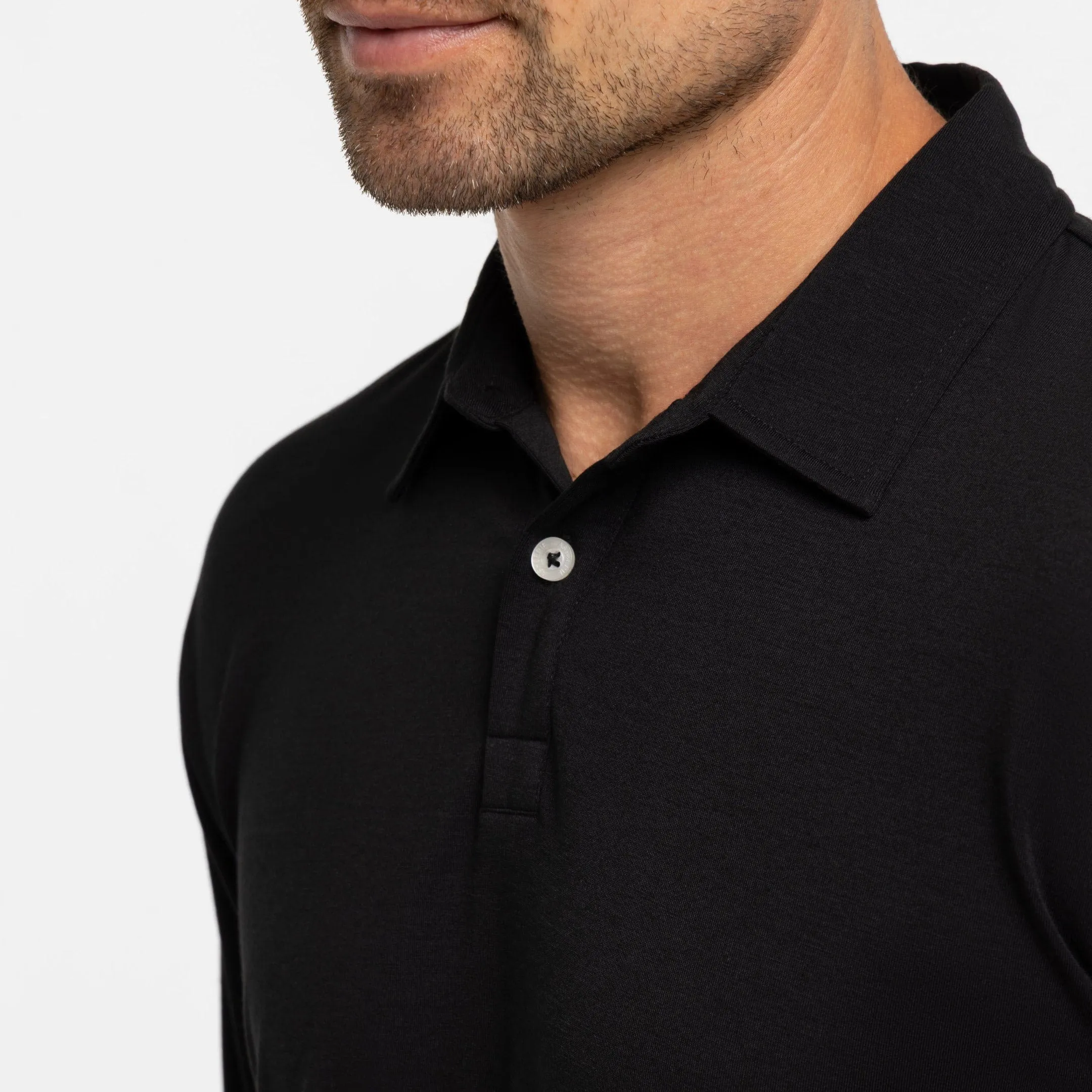 Black Long Sleeve Tech Polo sold by Ash & Erie product image thumbnail 4