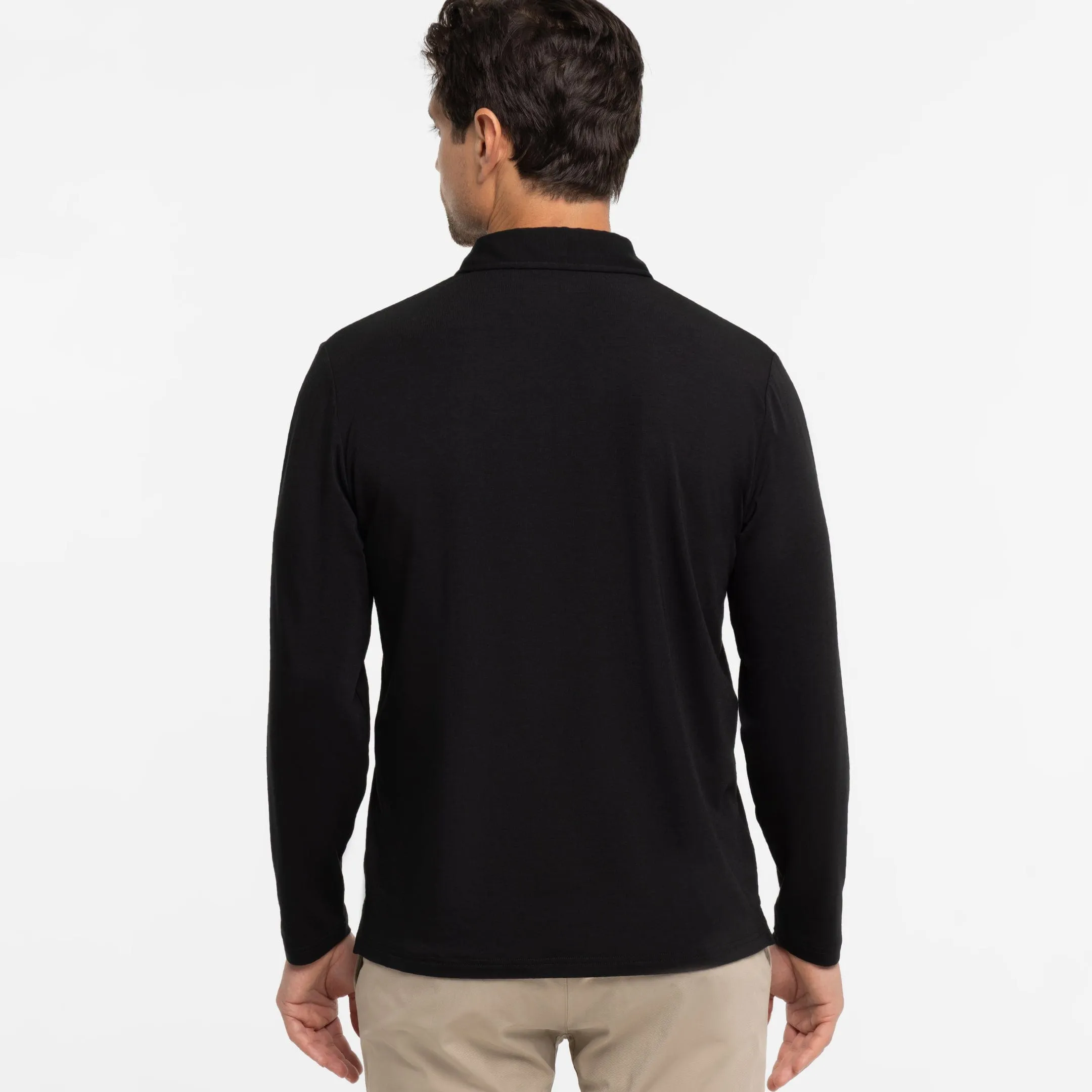 Black Long Sleeve Tech Polo sold by Ash & Erie product image thumbnail 3