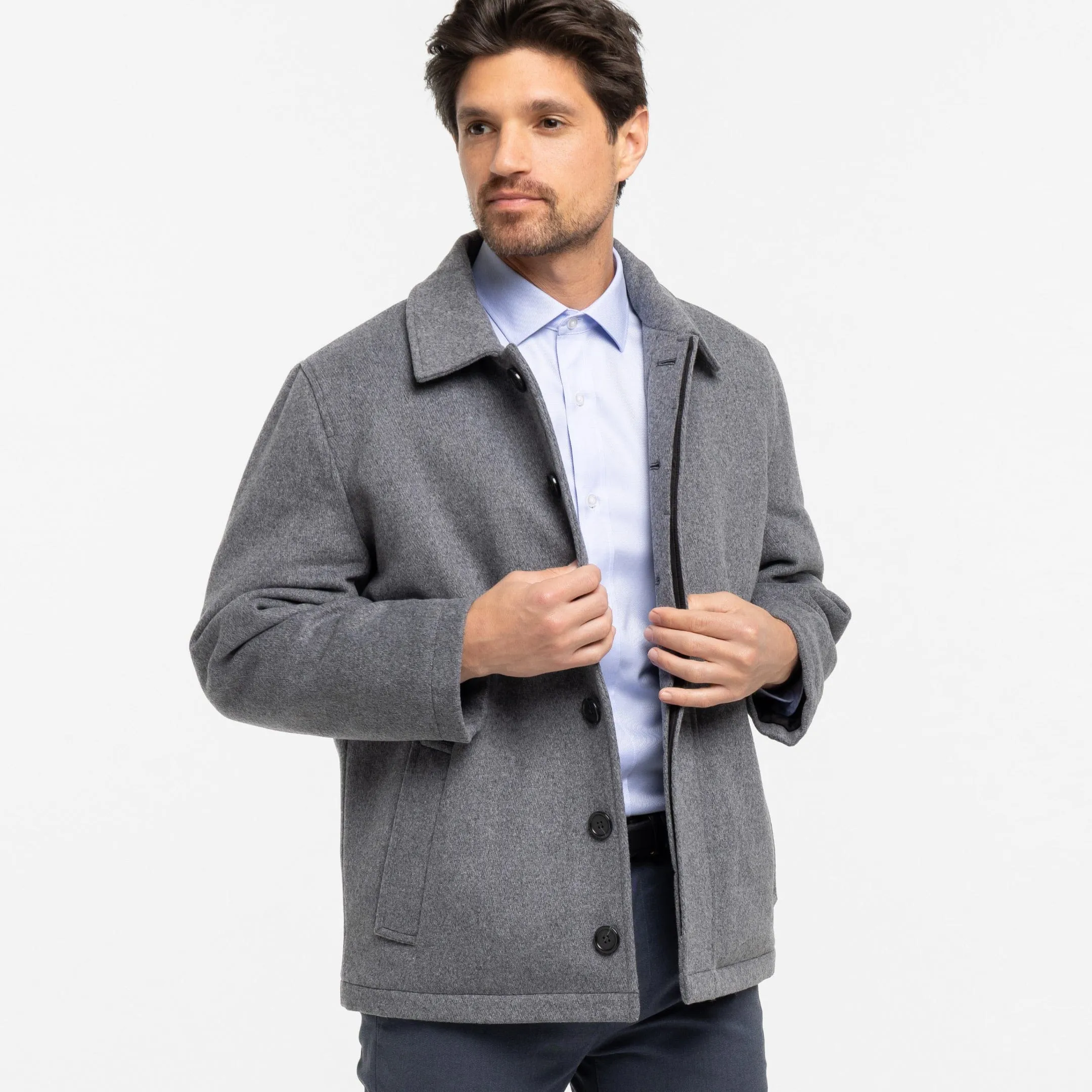 Grey Wool Peacoat sold by Ash & Erie