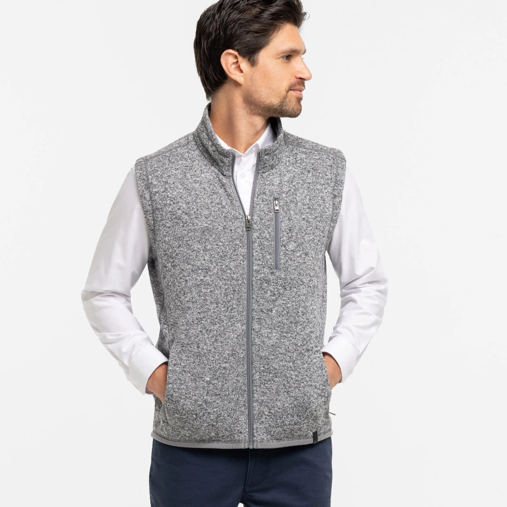 Heather Grey Fleece Vest sold by Ash & Erie