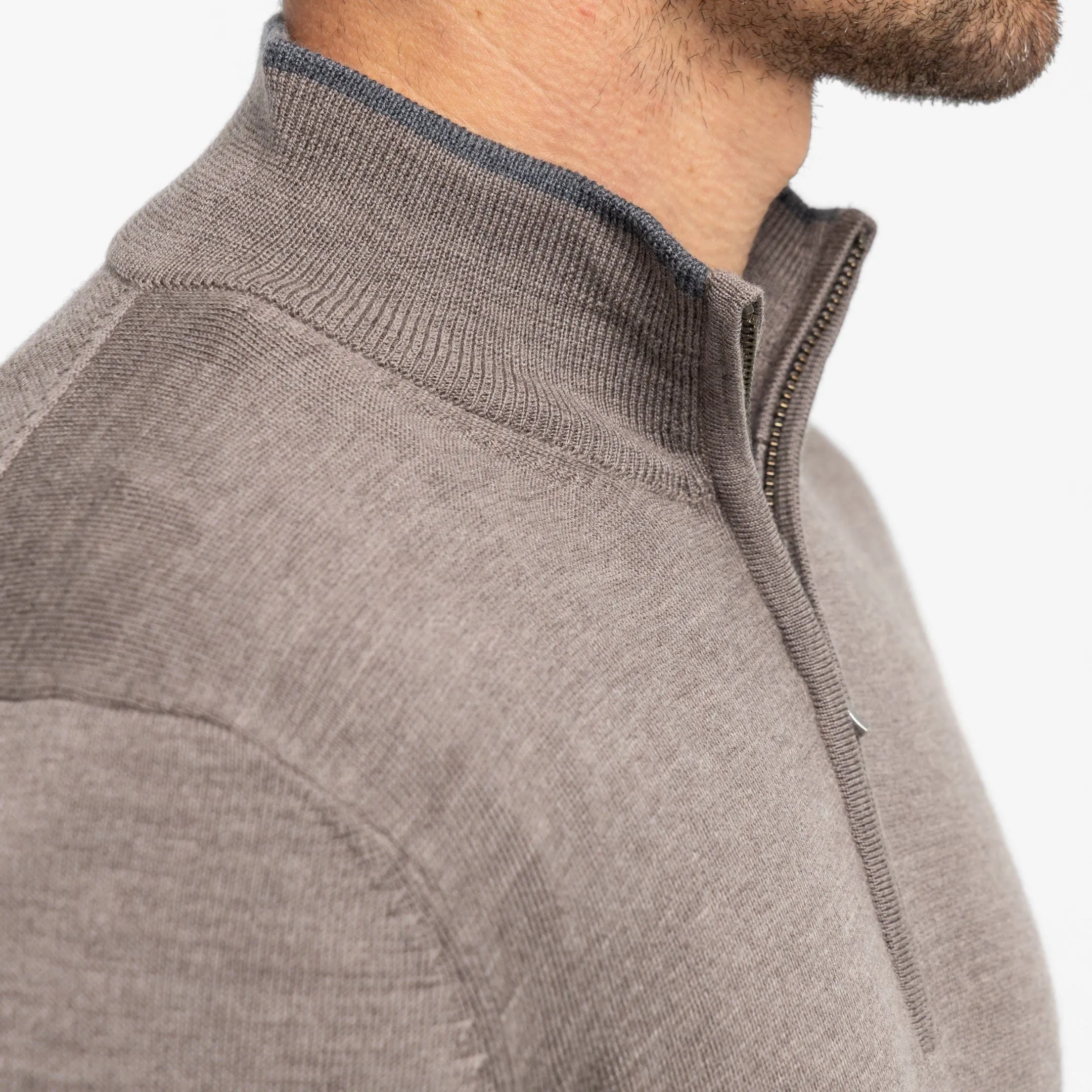 Taupe Merino Quarter-Zip Sweater sold by Ash & Erie product image thumbnail 4