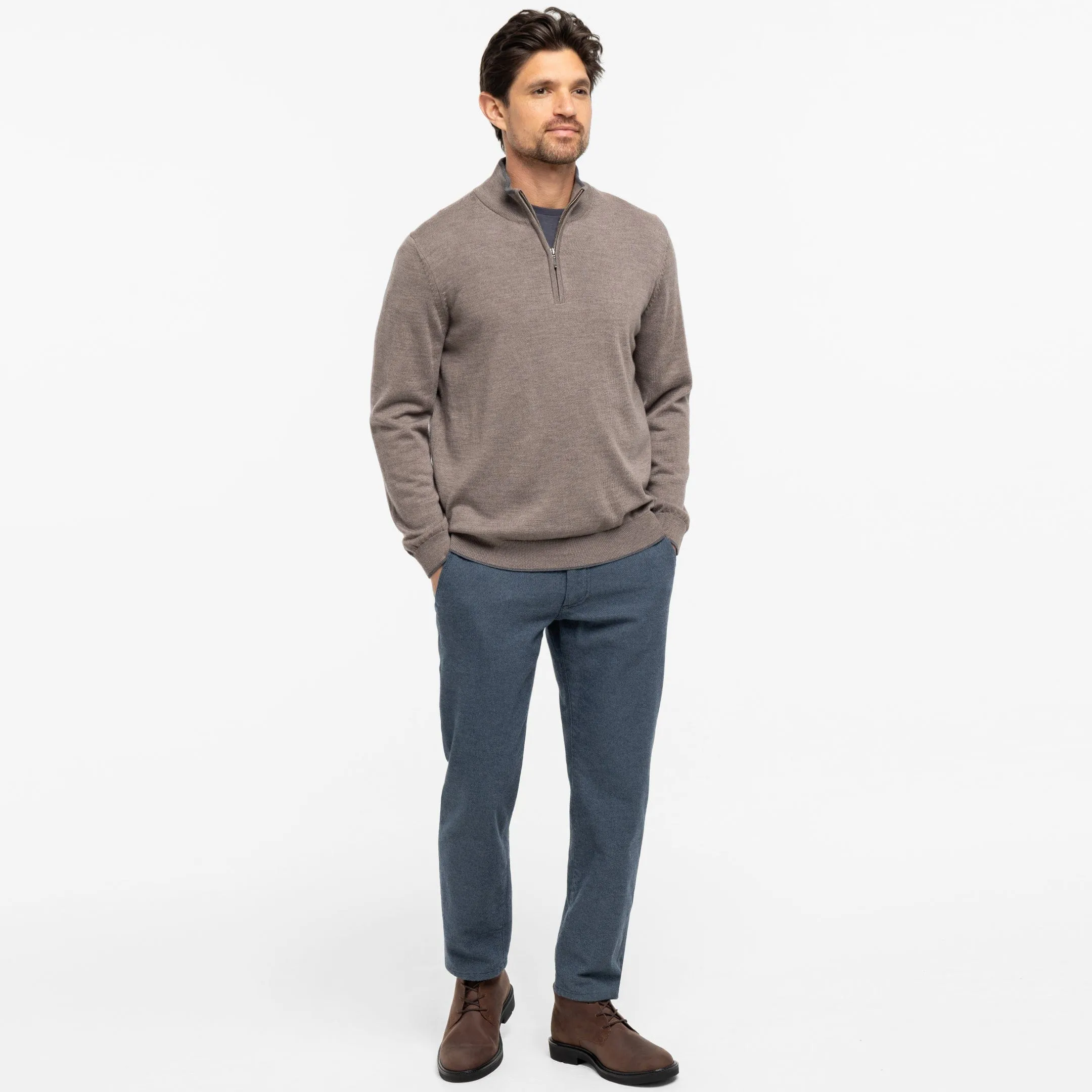 Taupe Merino Quarter-Zip Sweater sold by Ash & Erie product image thumbnail 2